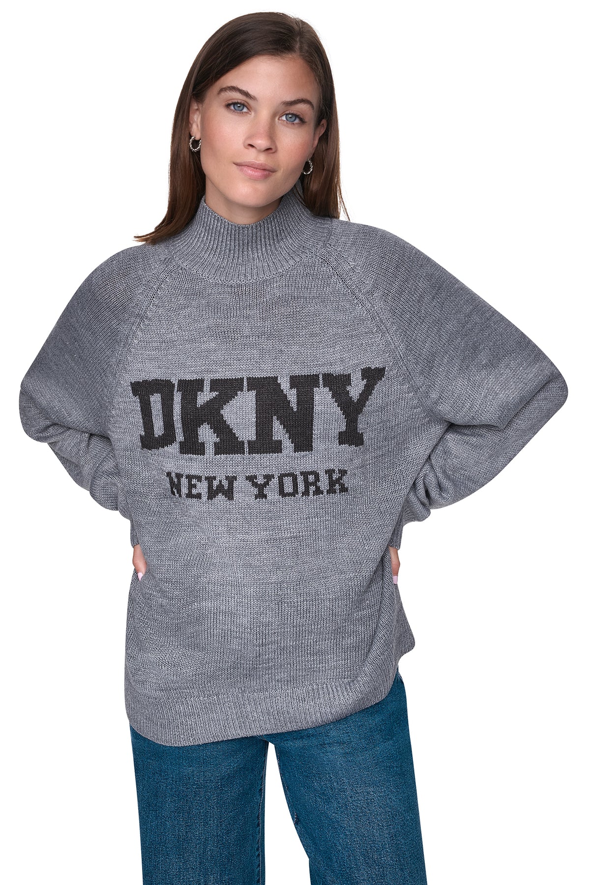 OVERSIZED MOCK NECK LOGO SWEATER VIEW 2