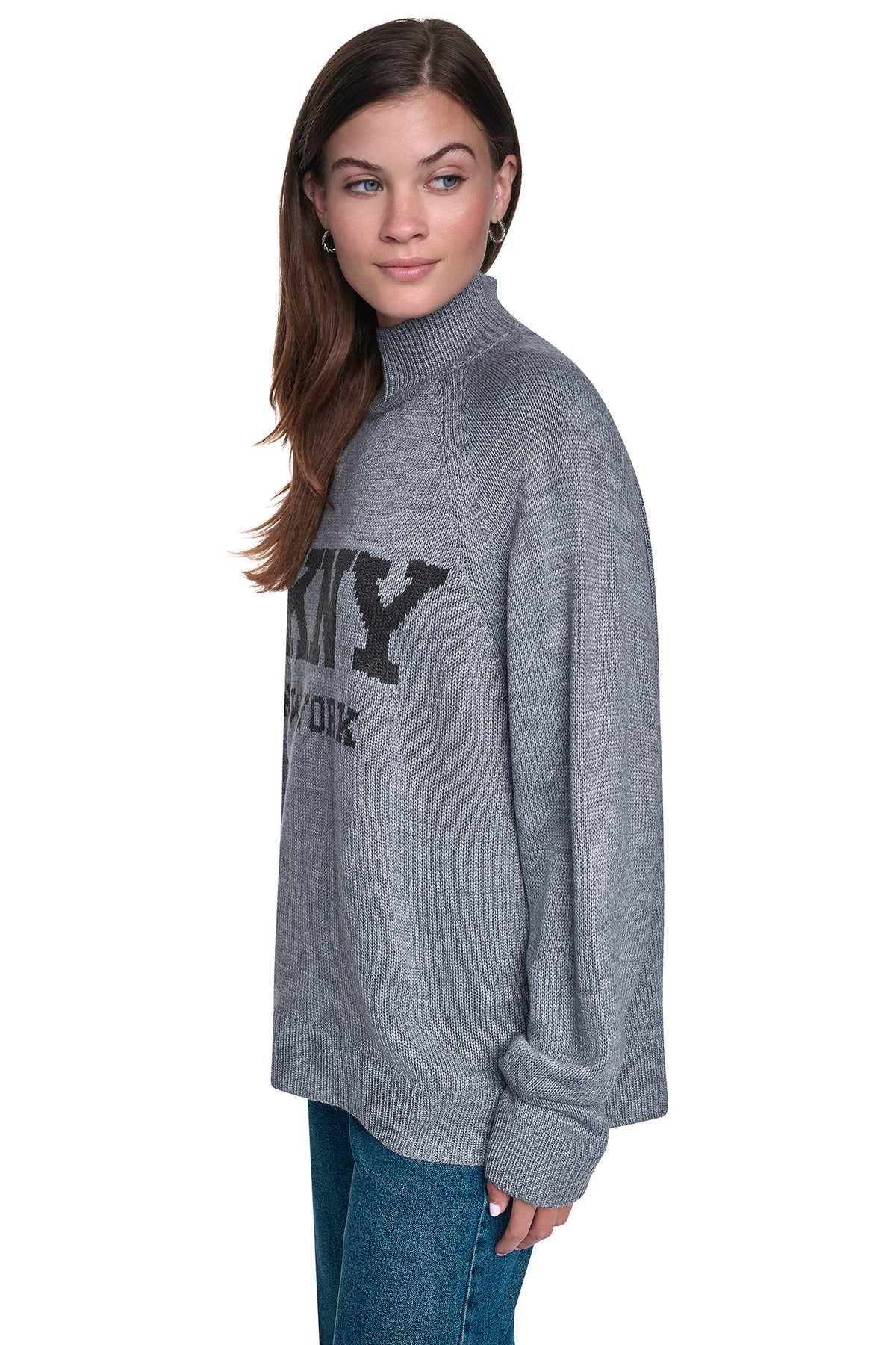 OVERSIZED MOCK NECK LOGO SWEATER VIEW 2