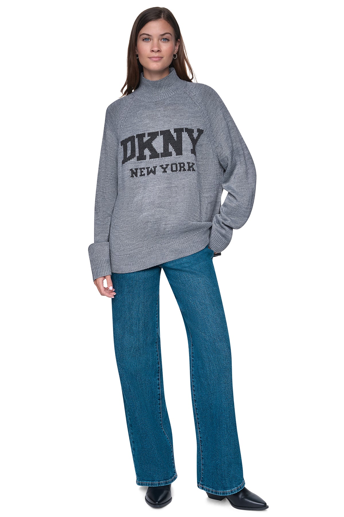 OVERSIZED MOCK NECK LOGO SWEATER VIEW 2