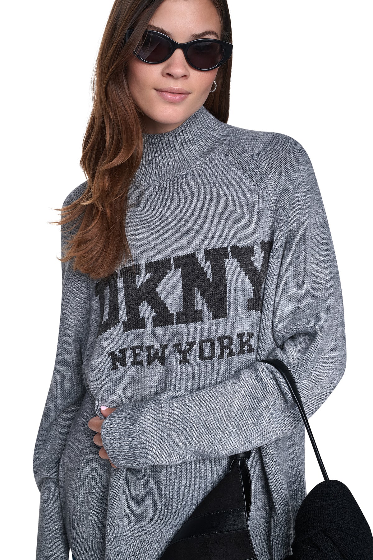 OVERSIZED MOCK NECK LOGO SWEATER VIEW 1