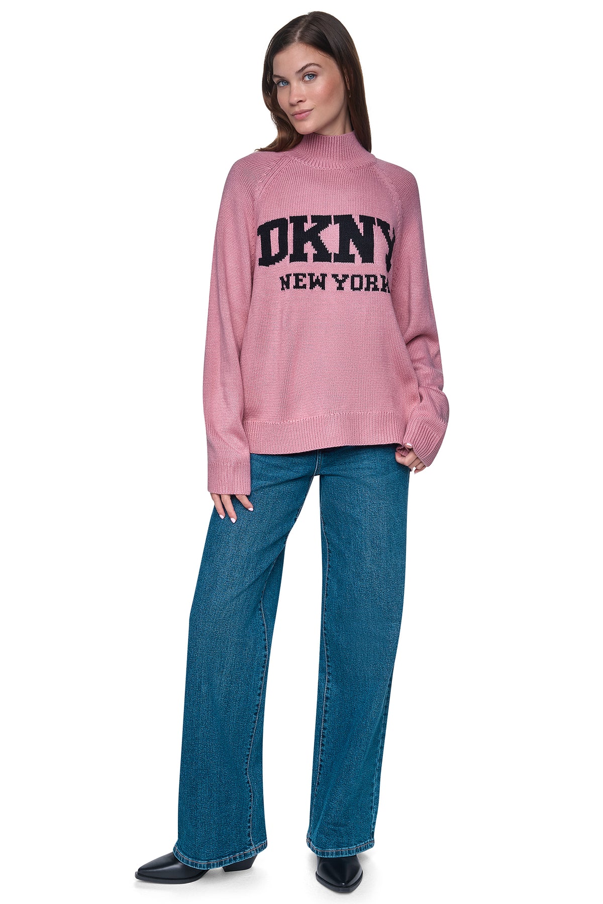 OVERSIZED MOCK NECK LOGO SWEATER VIEW 2