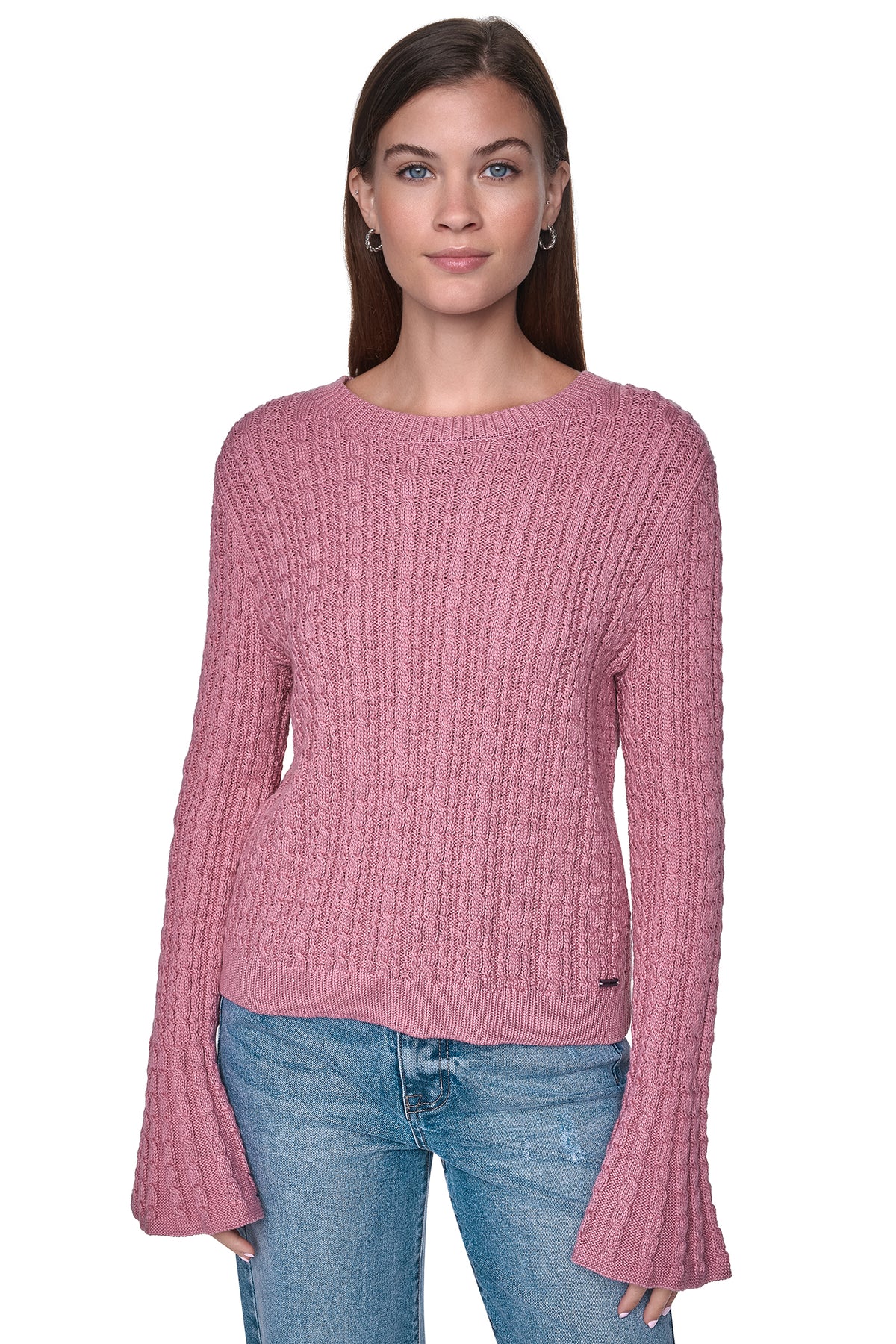 BELL CUFF CABLE SWEATER VIEW 2