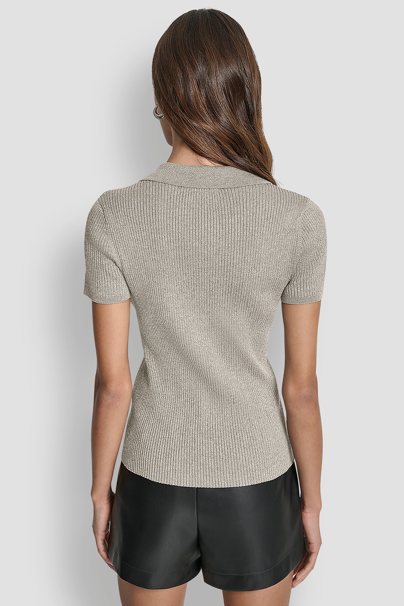 EGGNOG/SILVER POLO RIB SWEATER WITH LUREX, BACK VIEW | New clothing