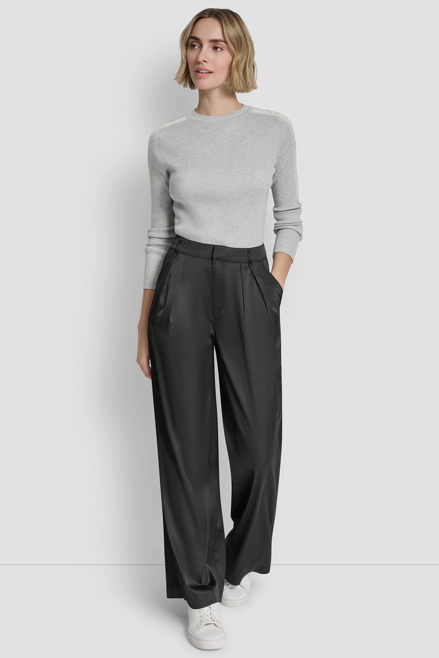 HIGH RISE PLEATED WIDE LEG TROUSER VIEW 4 | Pants & Denim