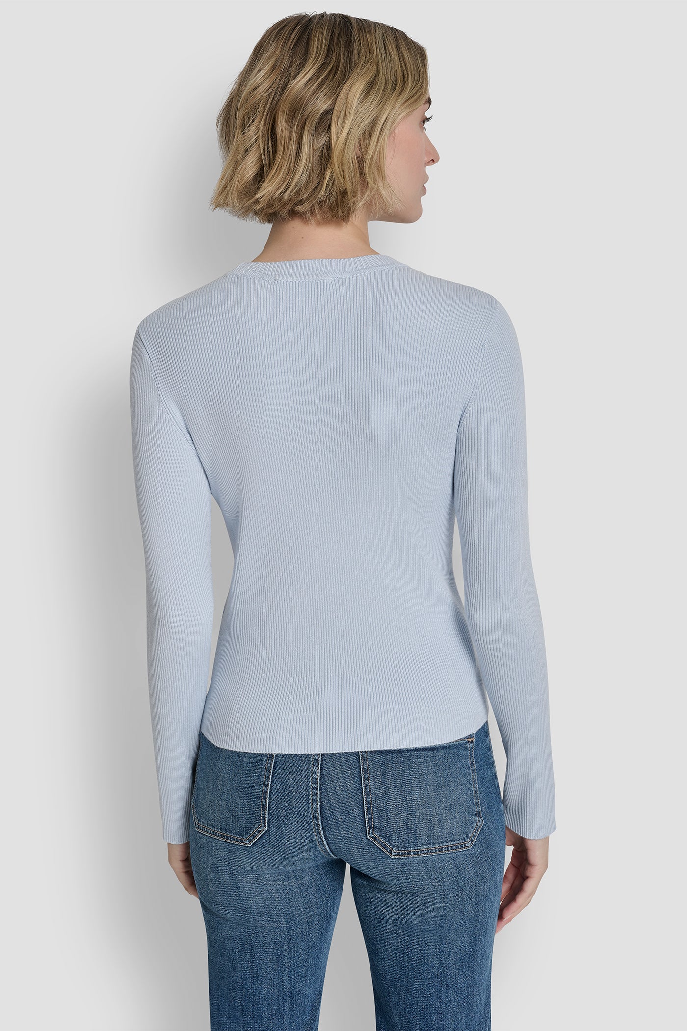 FROST BLUE/BLACK LONG SLEEVE LOGO TRIM SWEATER, VIEW 2 | All Products