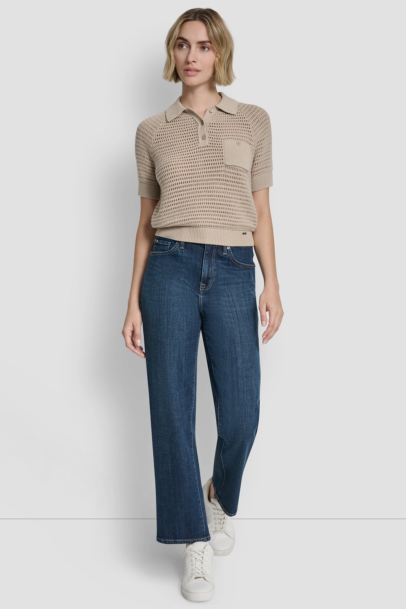 SHORT SLEEVE CROCHET STITCH POLO VIEW 7 | SALE CLOTHING