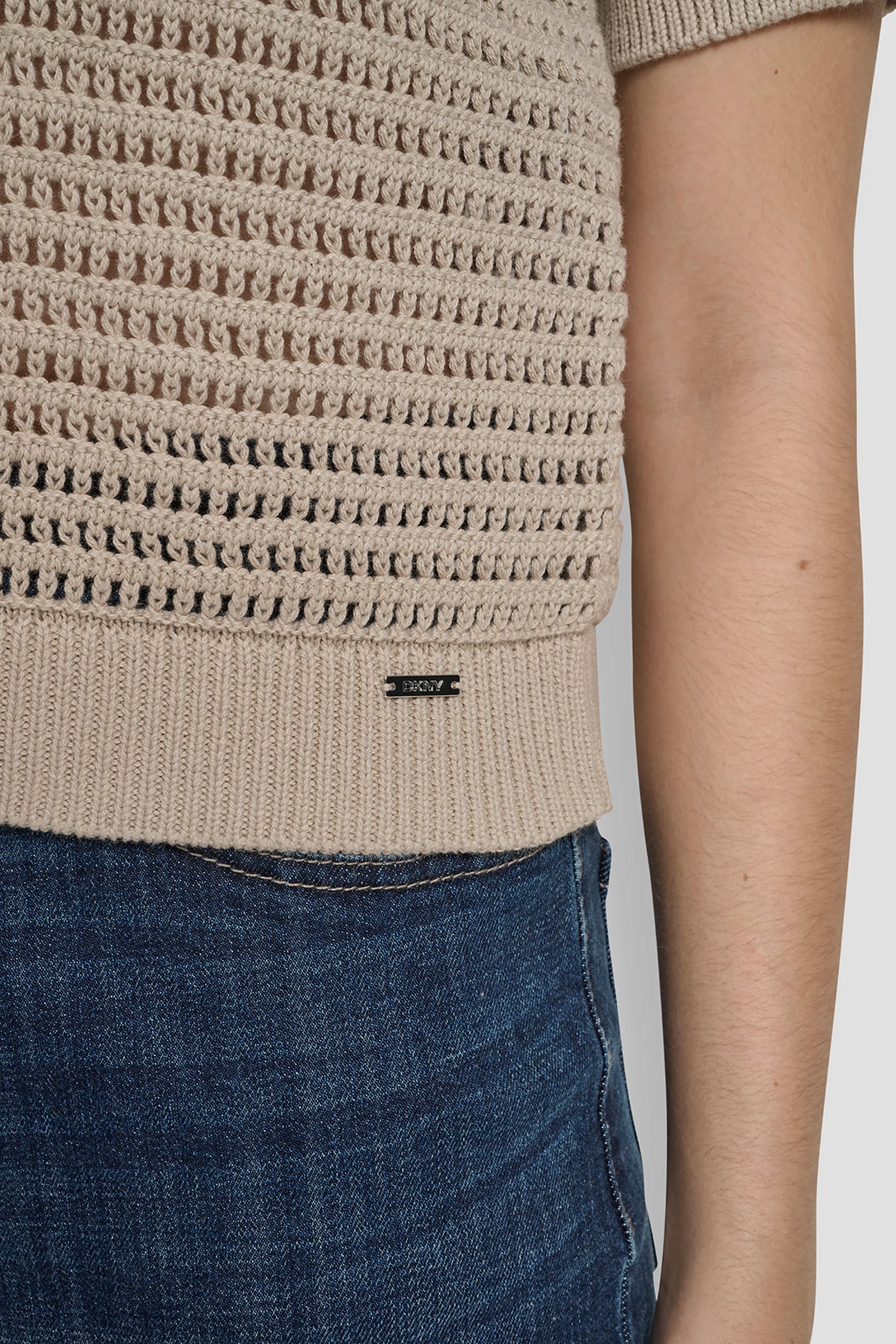 SHORT SLEEVE CROCHET STITCH POLO VIEW 5 | SALE CLOTHING