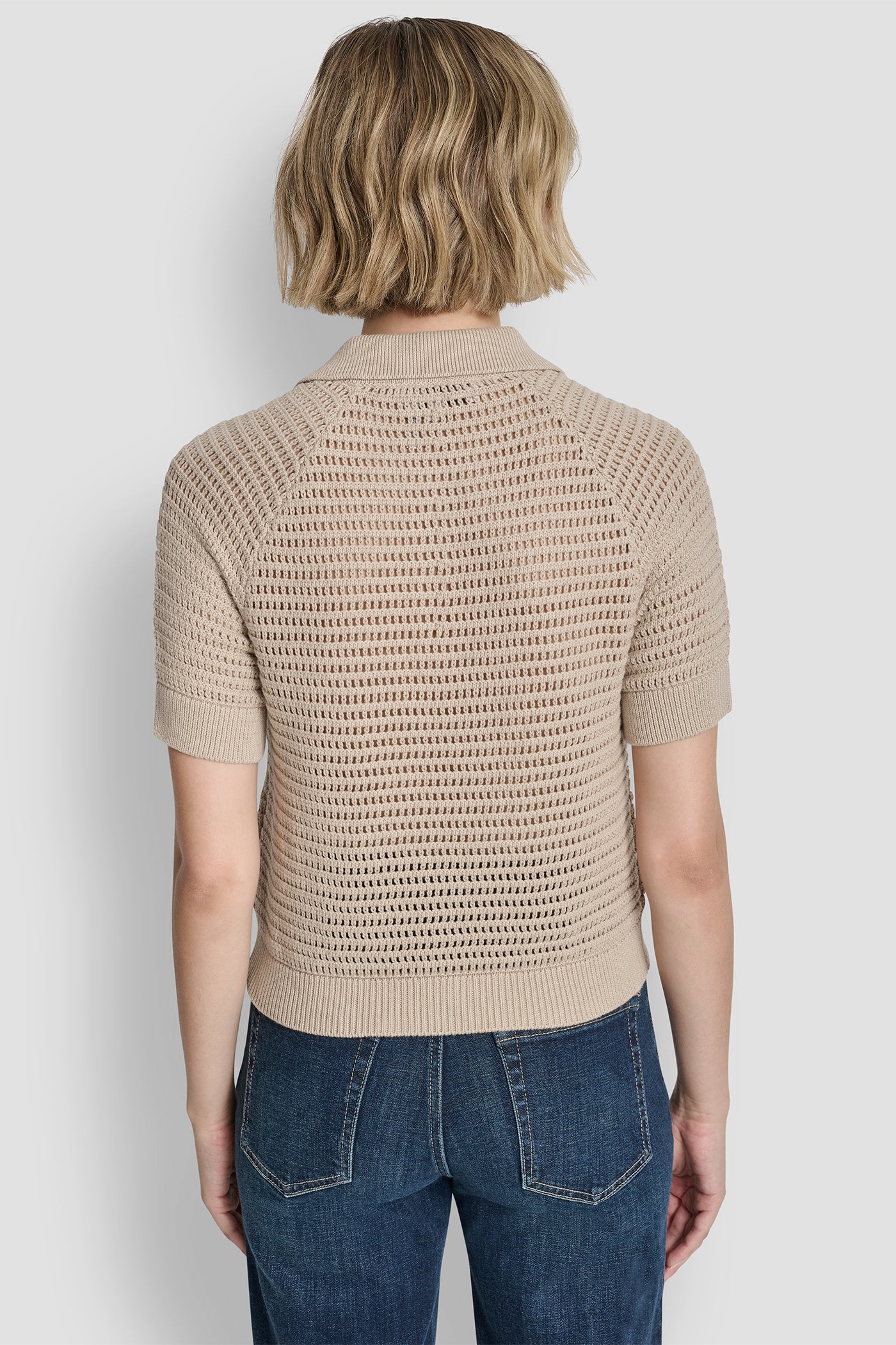 SHORT SLEEVE CROCHET STITCH POLO VIEW 4 | SALE CLOTHING