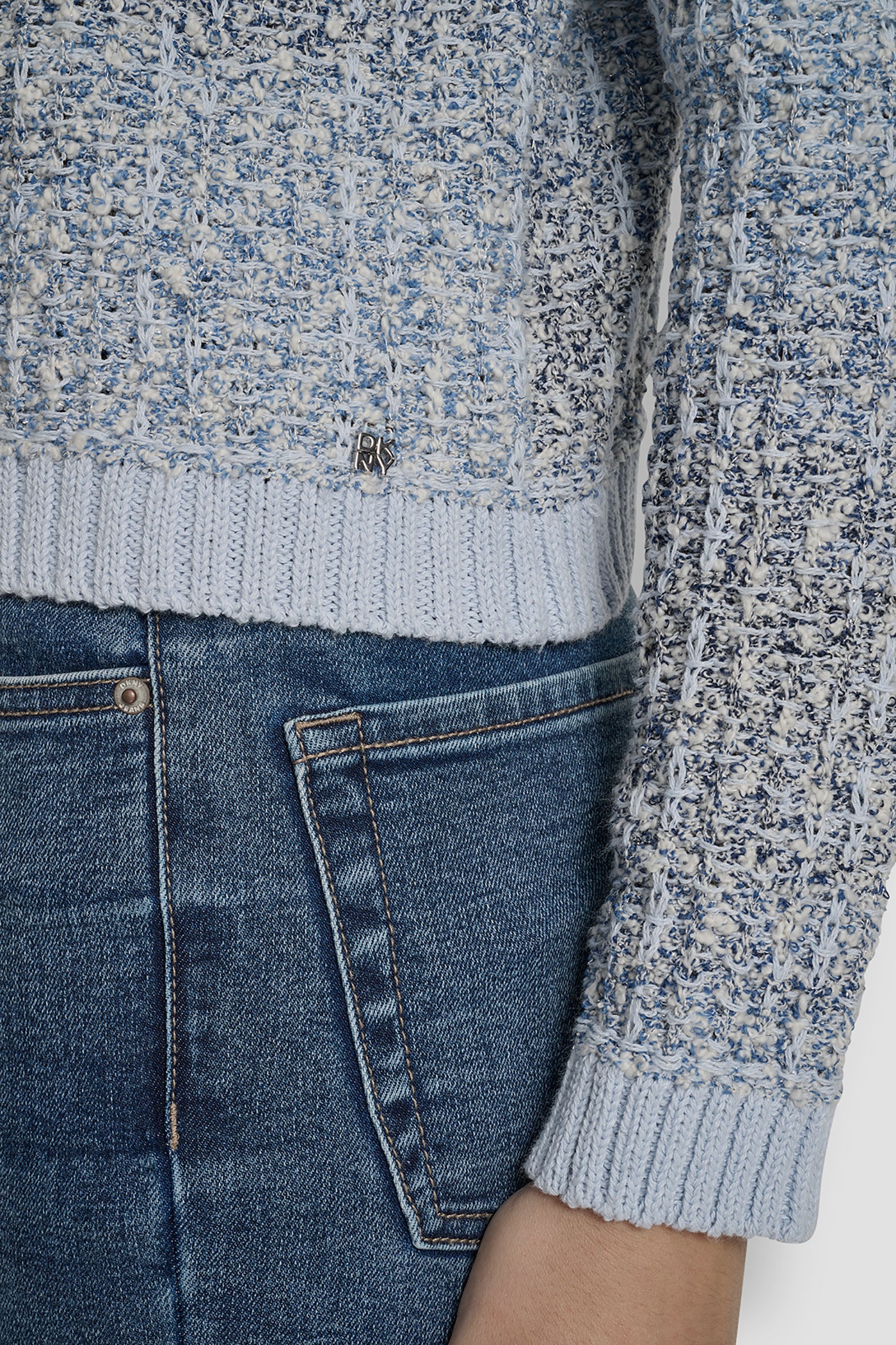 ZIP FRONT TWEED FRINGE SWEATER JACKET VIEW 5 | All Products