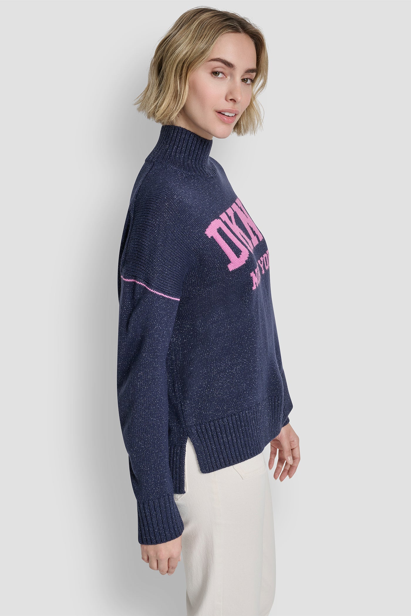 LOGO TURTLENECK HIGH LOW SWEATER VIEW 3 | Gifts Under $50