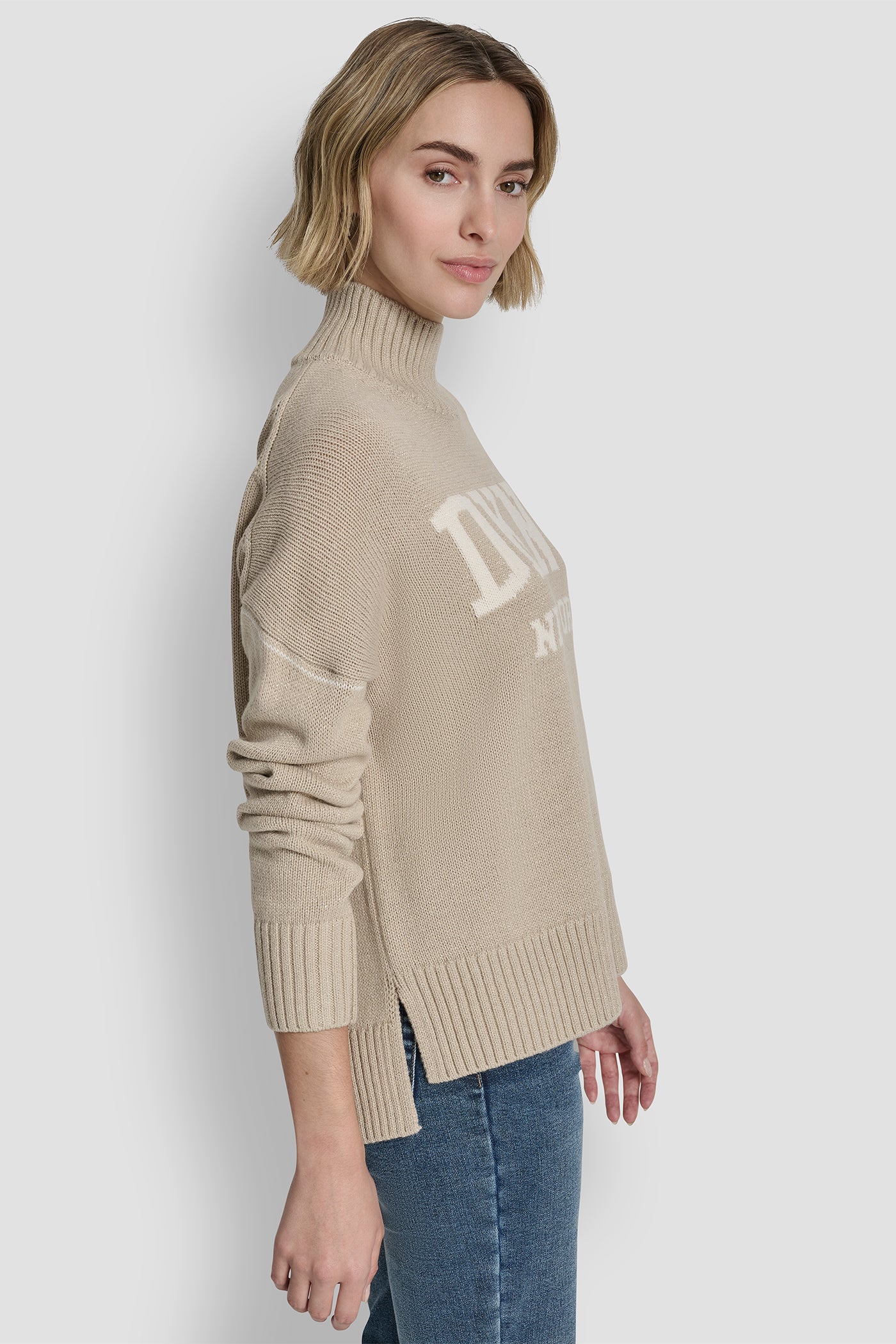 LOGO TURTLENECK HIGH LOW SWEATER VIEW 3 | Holiday Gift Guide
