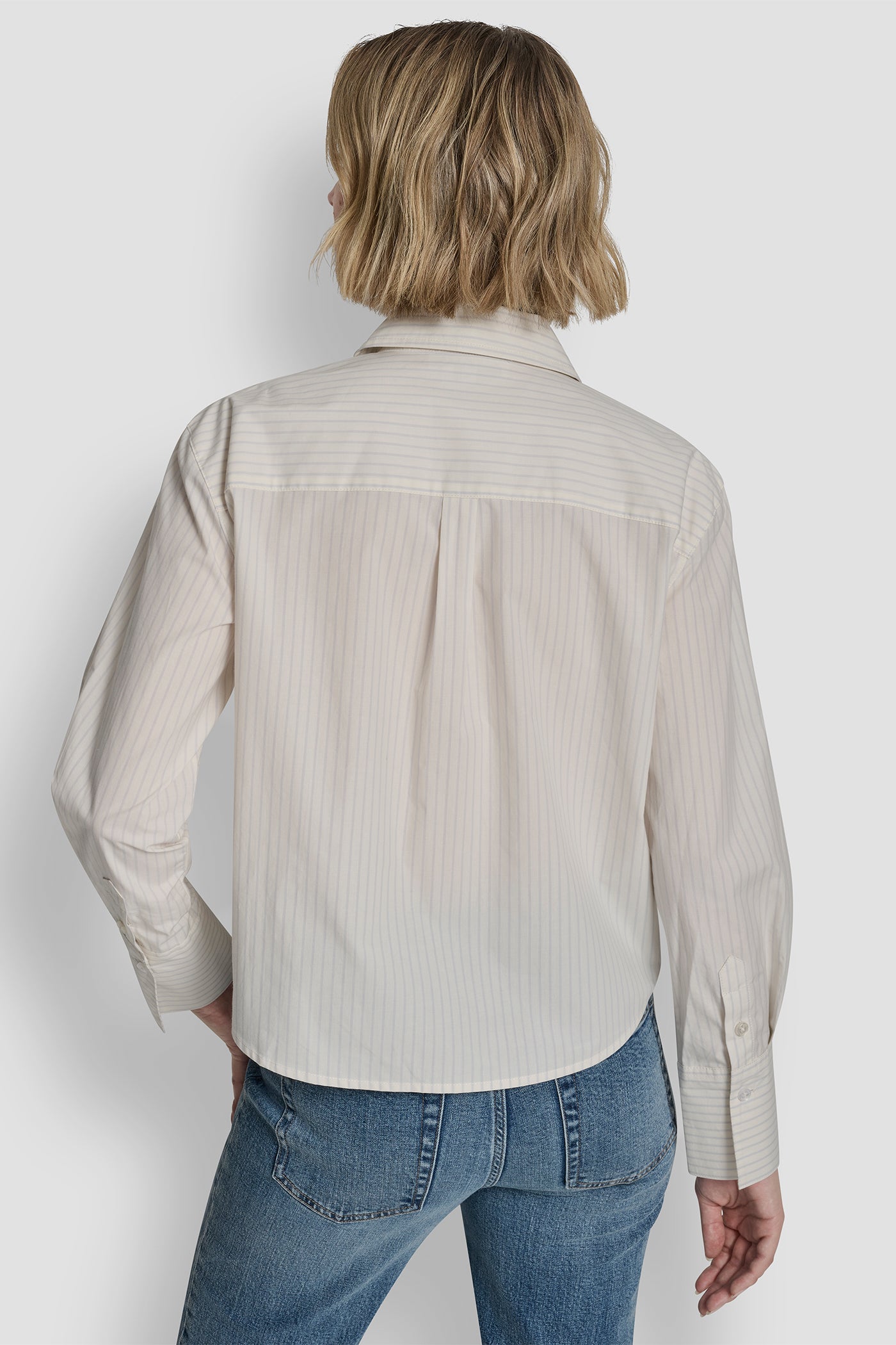 Eggnog POPLIN BUTTON FRONT SHIRT WITH SEQUINS, BACK VIEW | DKNY JEANS