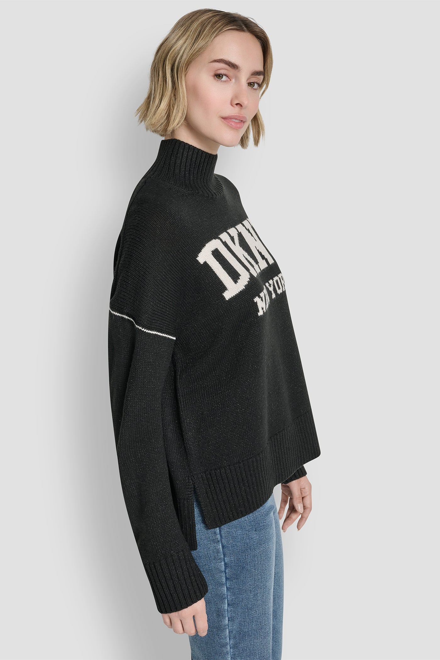 LOGO TURTLENECK HIGH LOW SWEATER VIEW 2