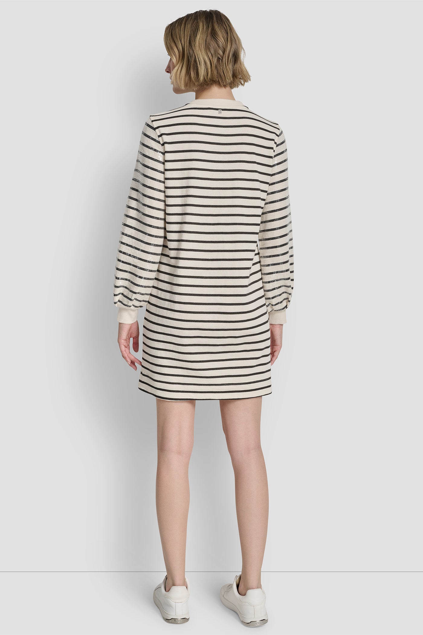 Beige SEQUIN PLEATED SWEATSHIRT DRESS, VIEW 2 | SALE CLOTHING