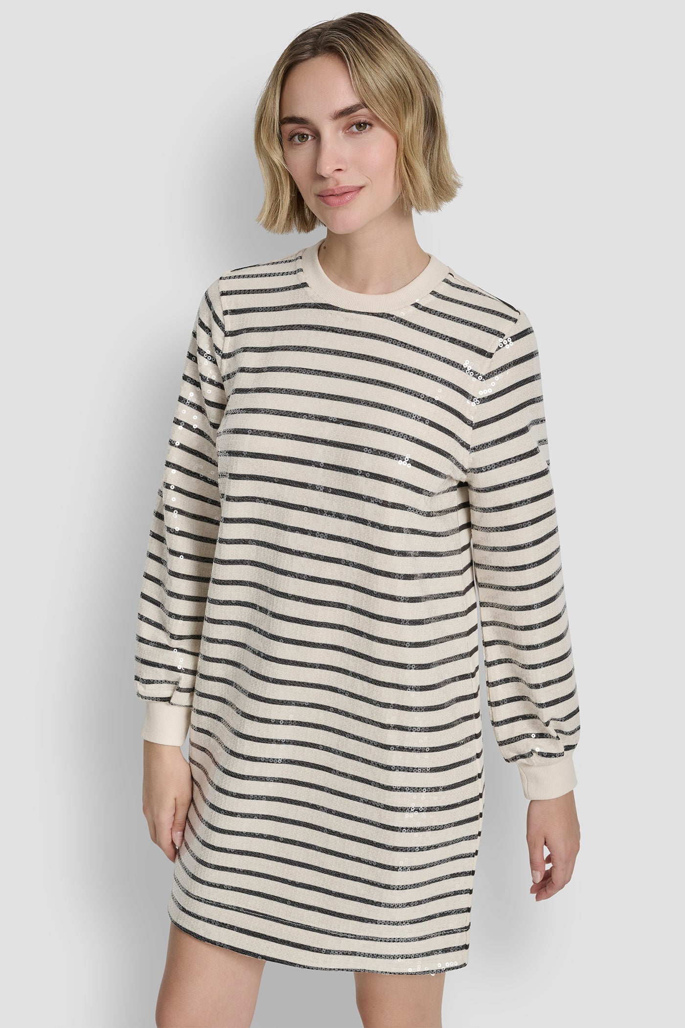 SEQUIN PLEATED SWEATSHIRT DRESS VIEW 4 | SALE CLOTHING