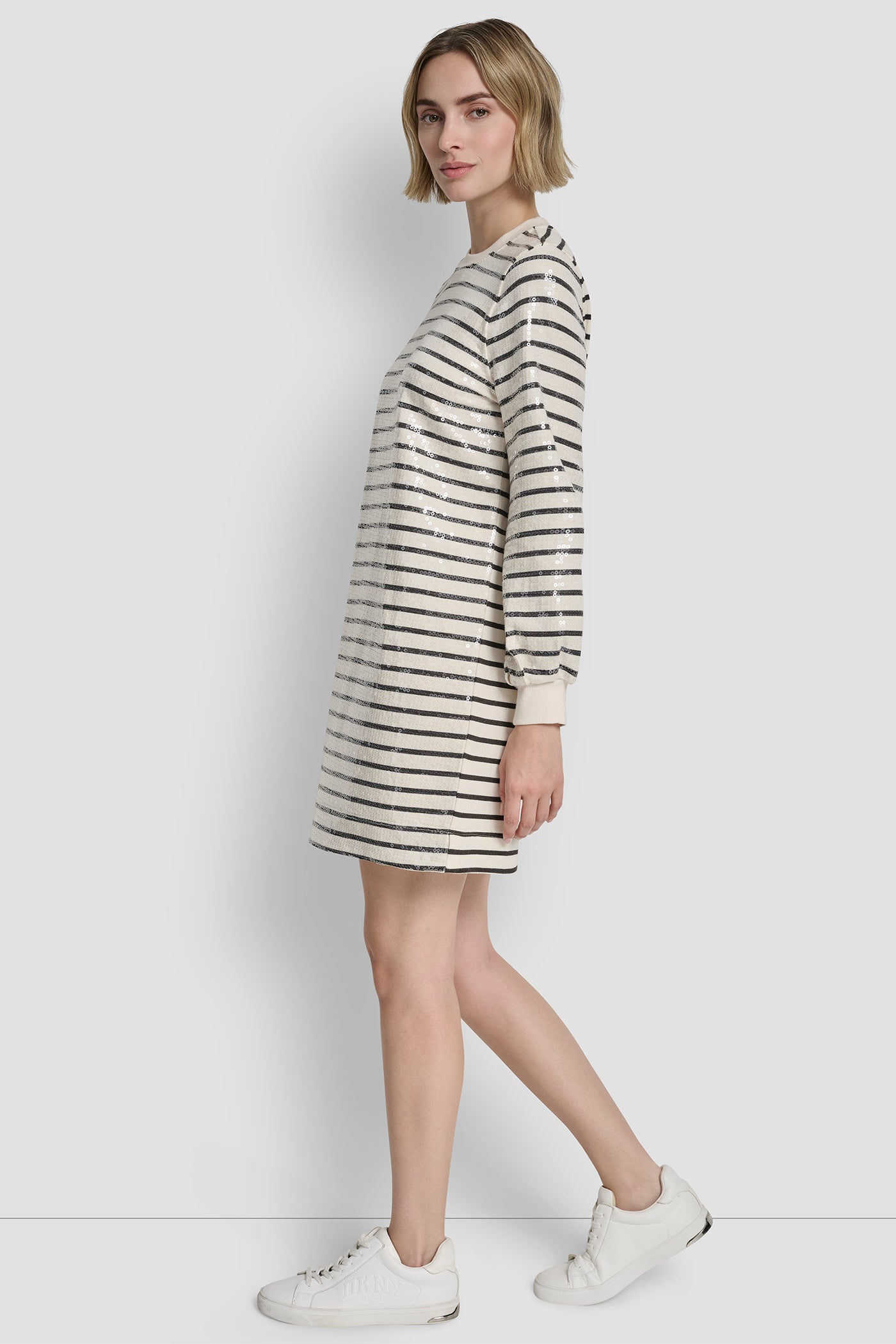 SEQUIN PLEATED SWEATSHIRT DRESS VIEW 3 | SALE CLOTHING