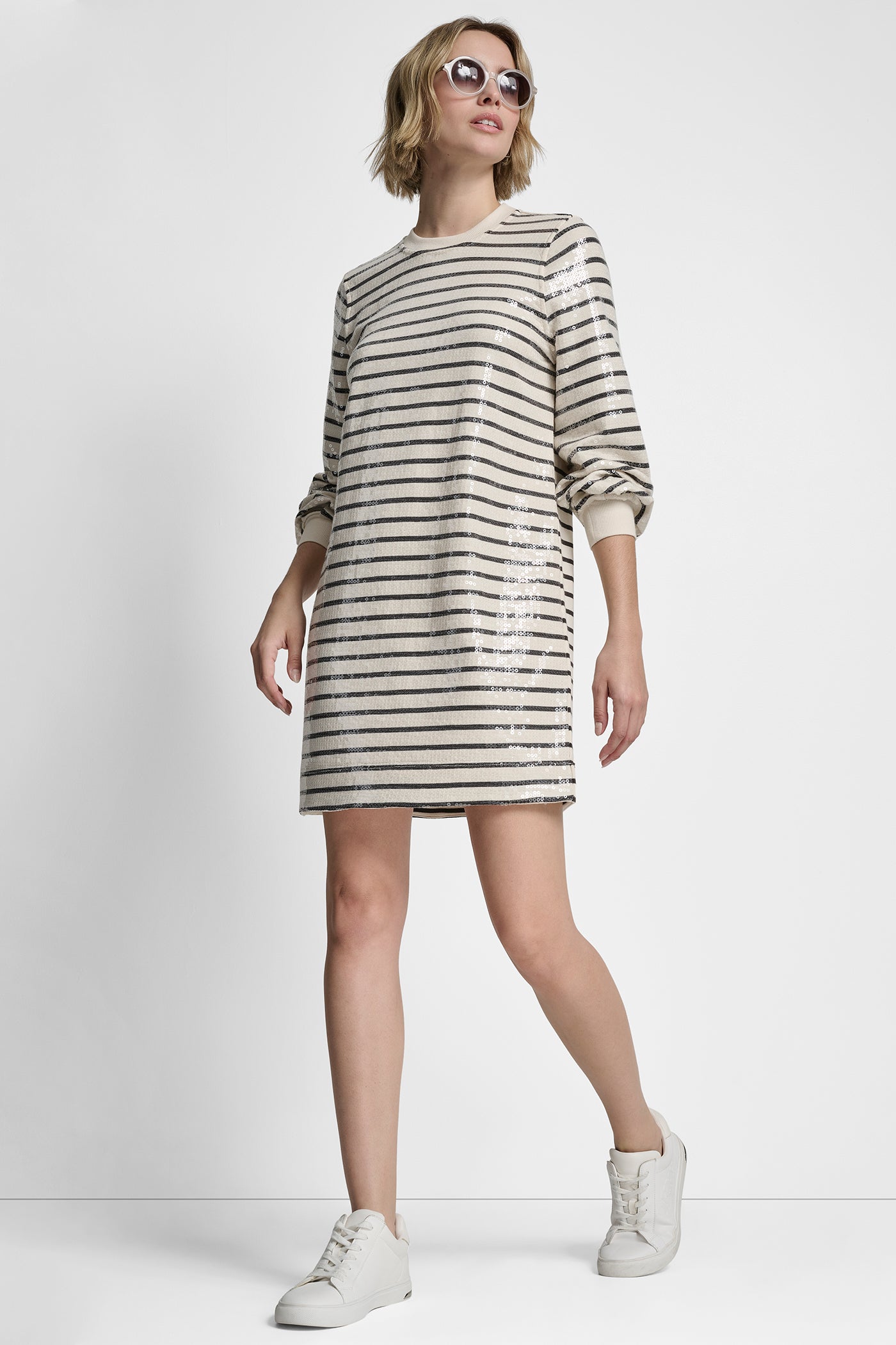 SEQUIN PLEATED SWEATSHIRT DRESS VIEW 7 | SALE CLOTHING