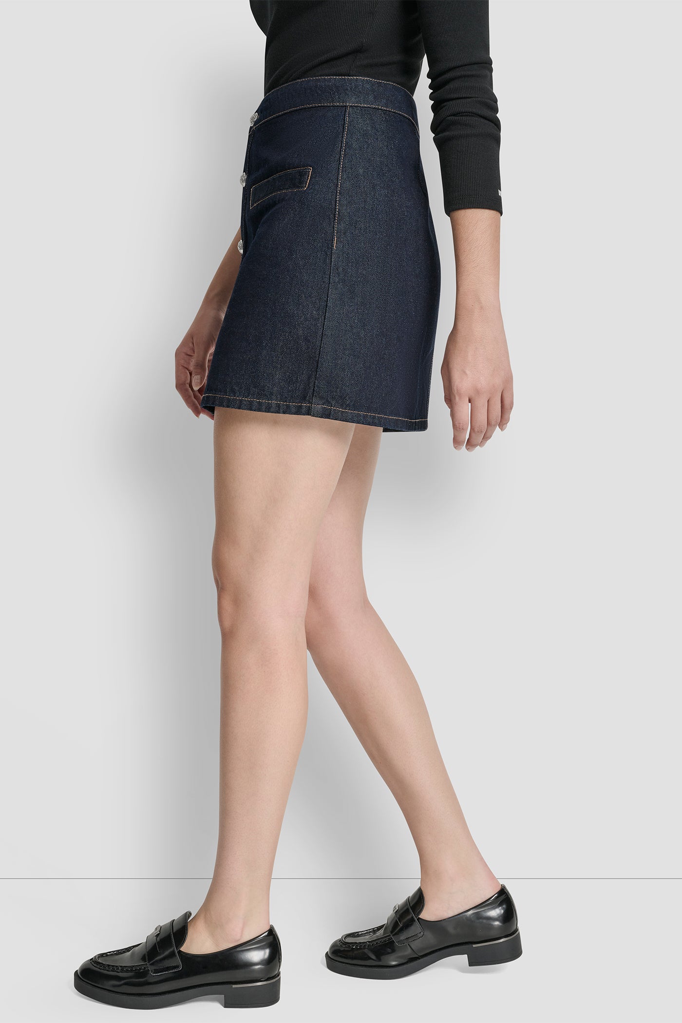 HIGH RISE BUTTON FRONT MINI SKIRT VIEW 3 | Gifts Under $50
