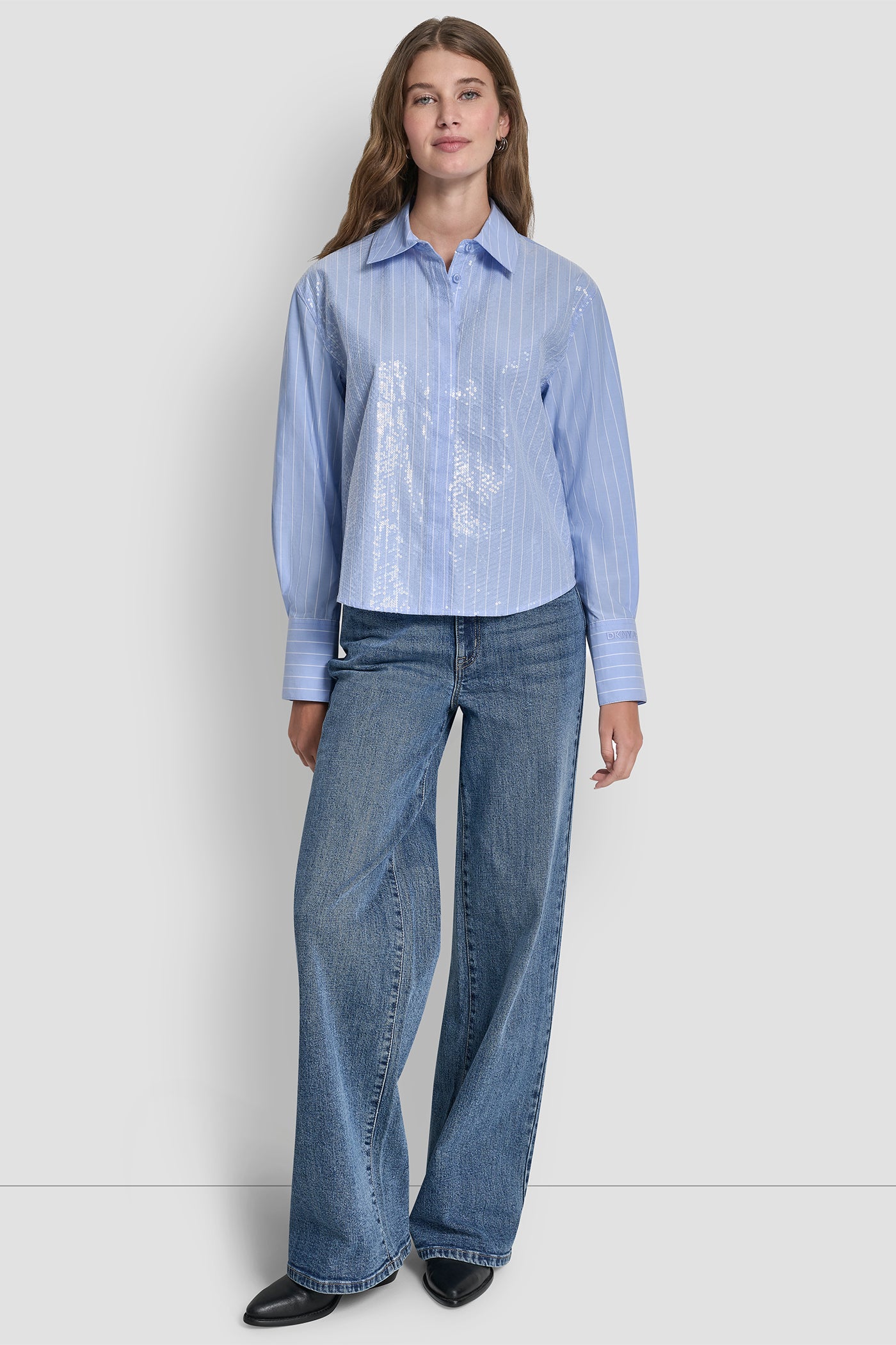 POPLIN BUTTON FRONT SHIRT WITH SEQUINS VIEW 4 | Clothing