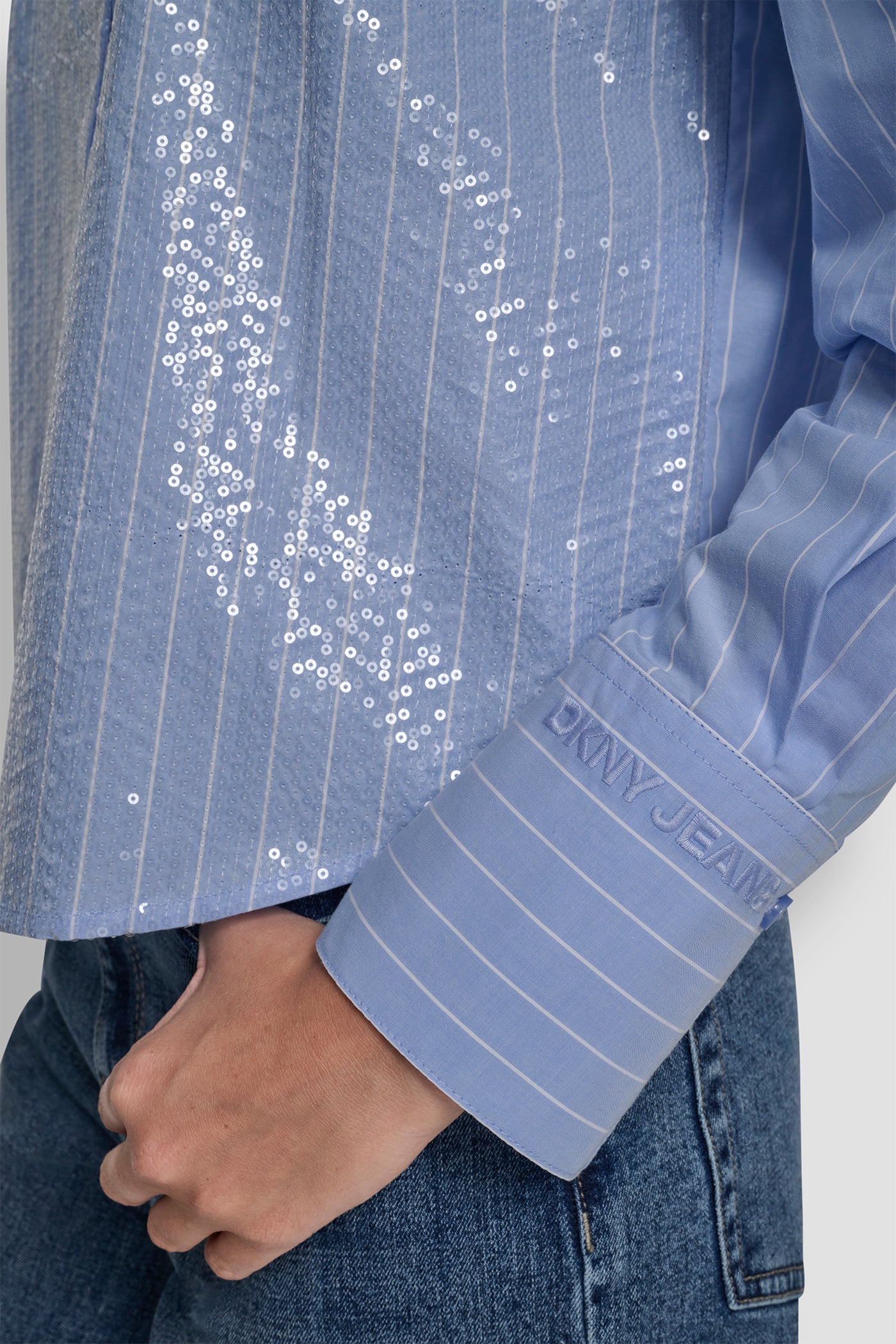 POPLIN BUTTON FRONT SHIRT WITH SEQUINS VIEW 6 | Clothing