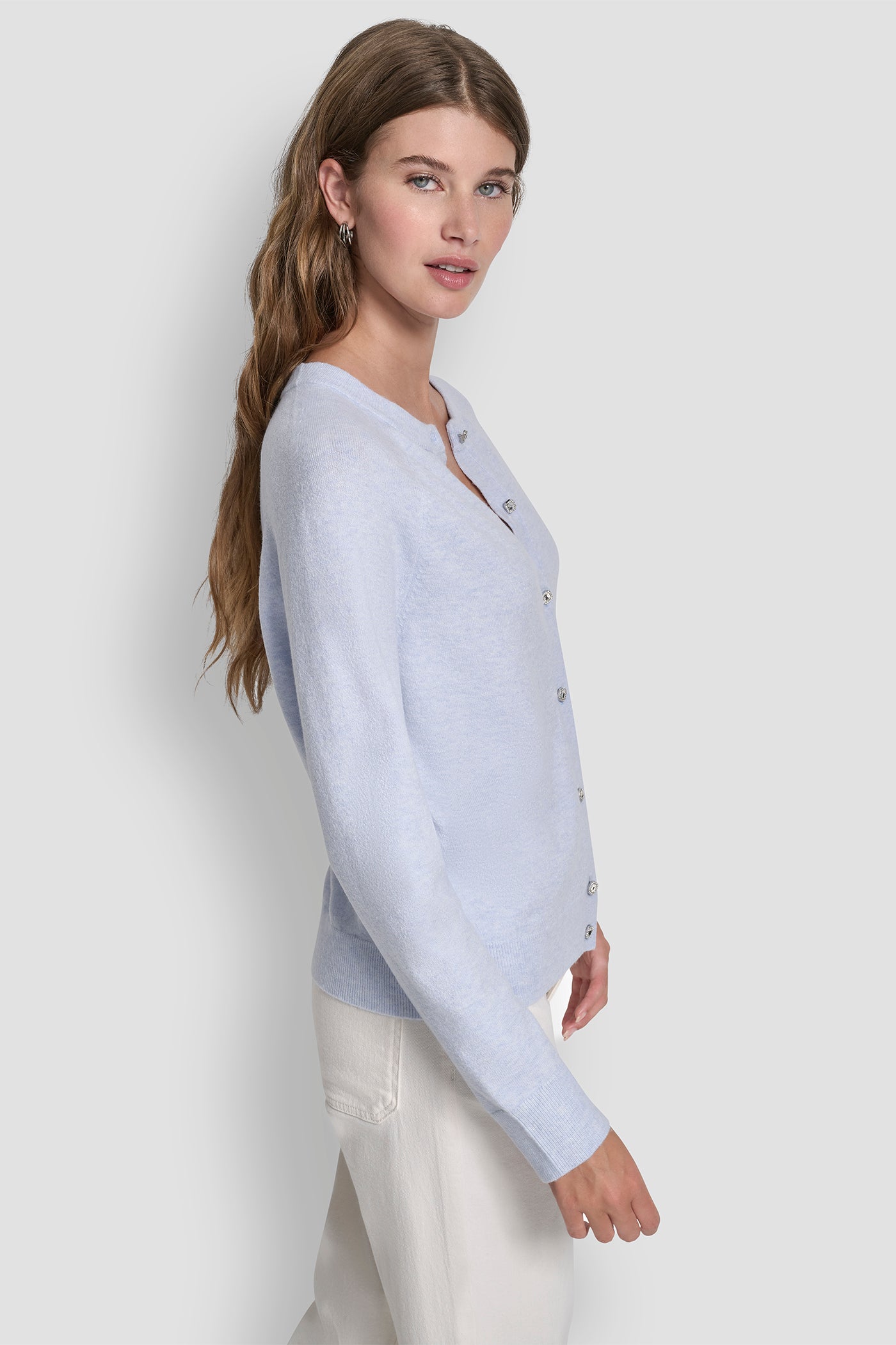 LONG SLEEVE CARDIGAN W RHINESTONE BUTTONS VIEW 3 | SELECT STYLES