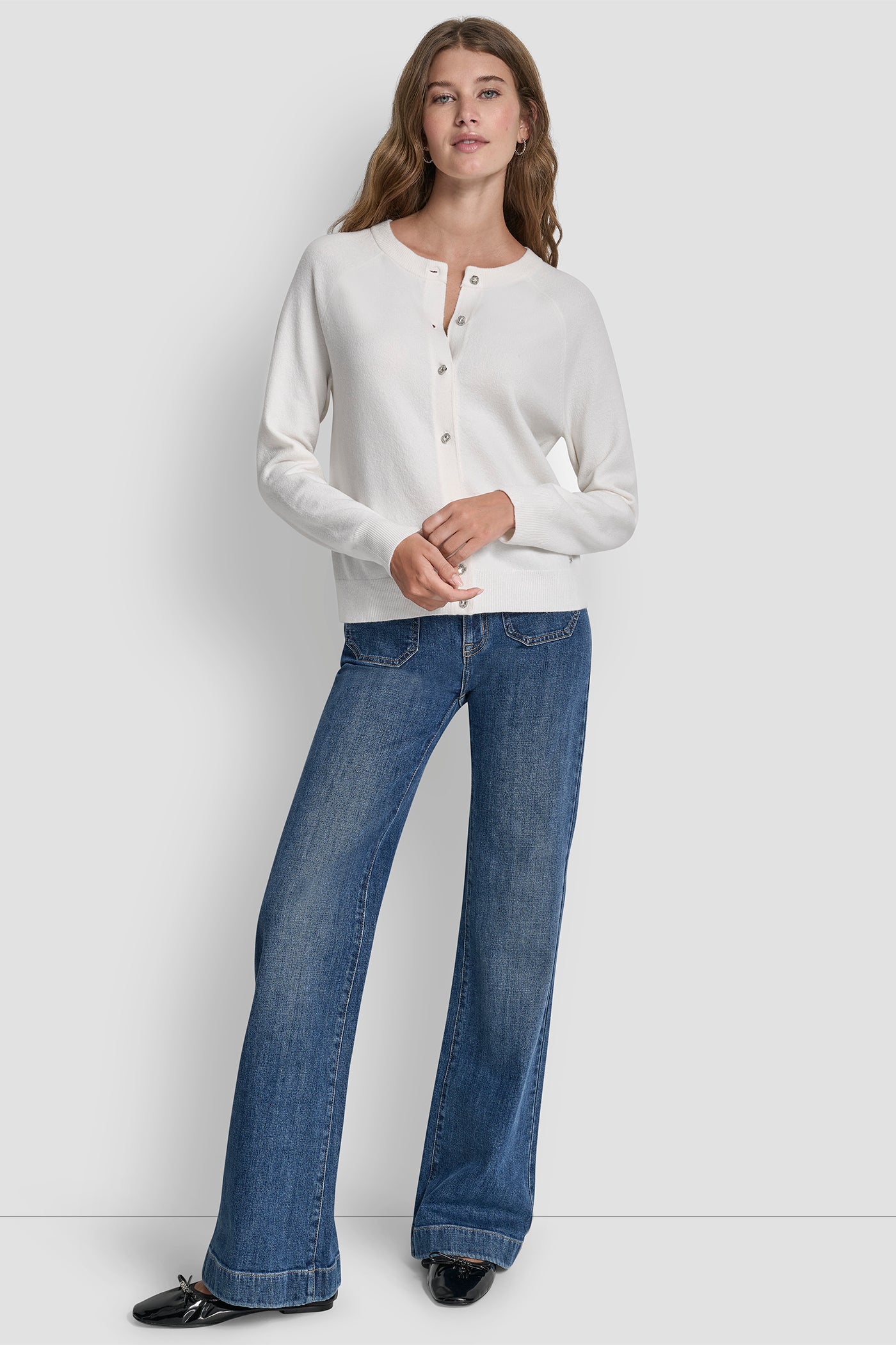 LONG SLEEVE CARDIGAN W RHINESTONE BUTTONS VIEW 6 | SELECT STYLES