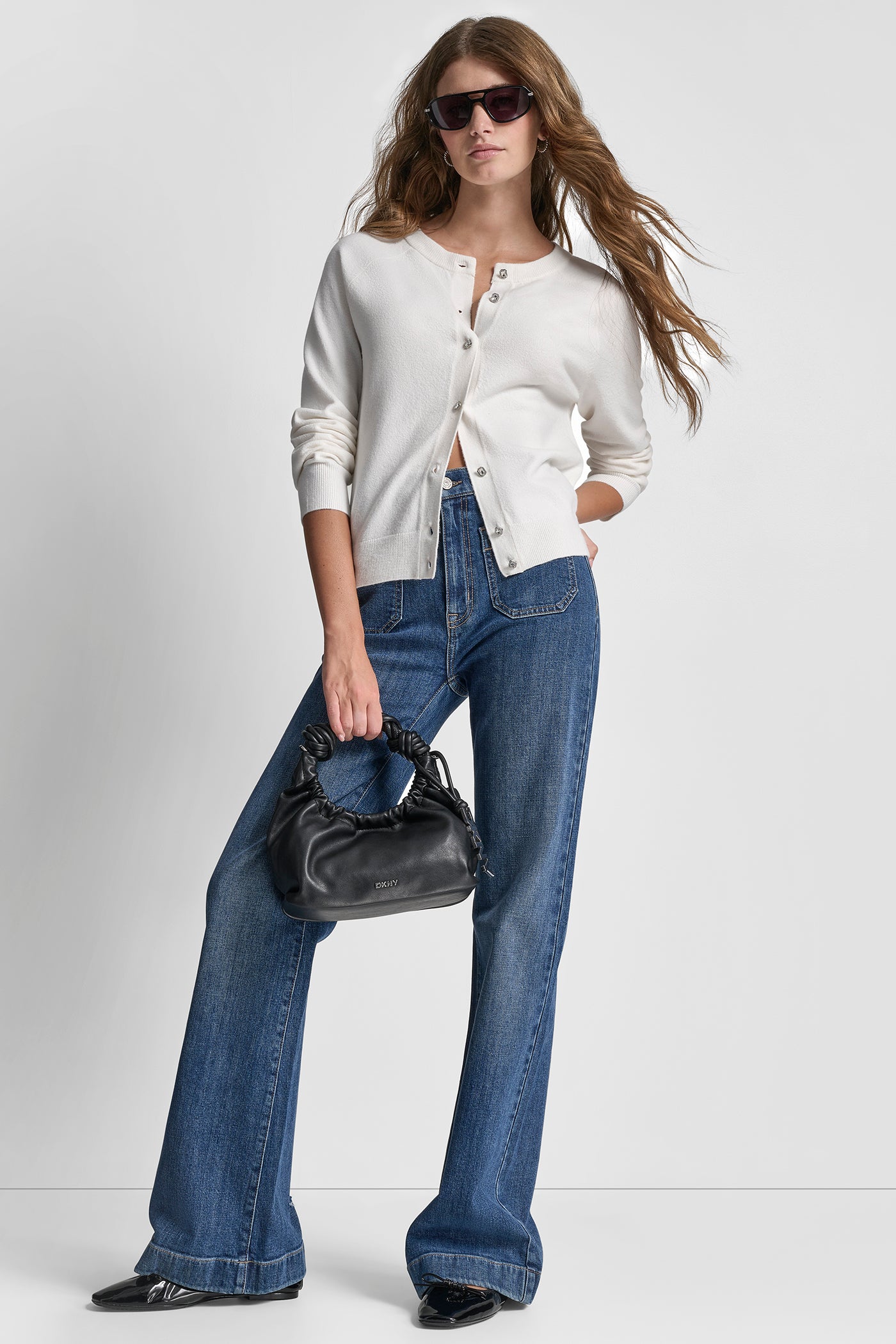 LONG SLEEVE CARDIGAN W RHINESTONE BUTTONS VIEW 4 | SELECT STYLES