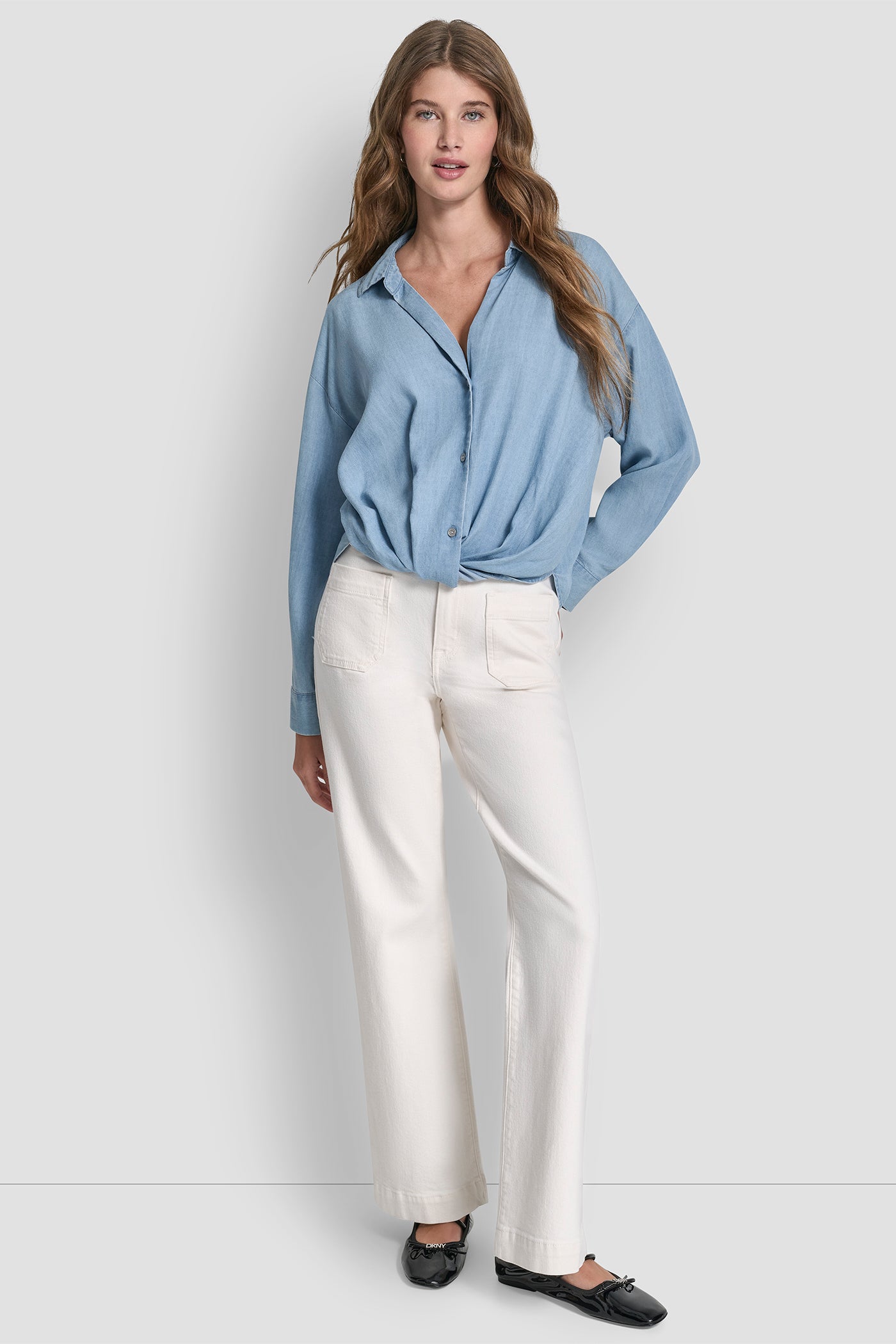 BUTTON-FRONT SHIRT WITH TWIST HEM VIEW 4 | Clothing