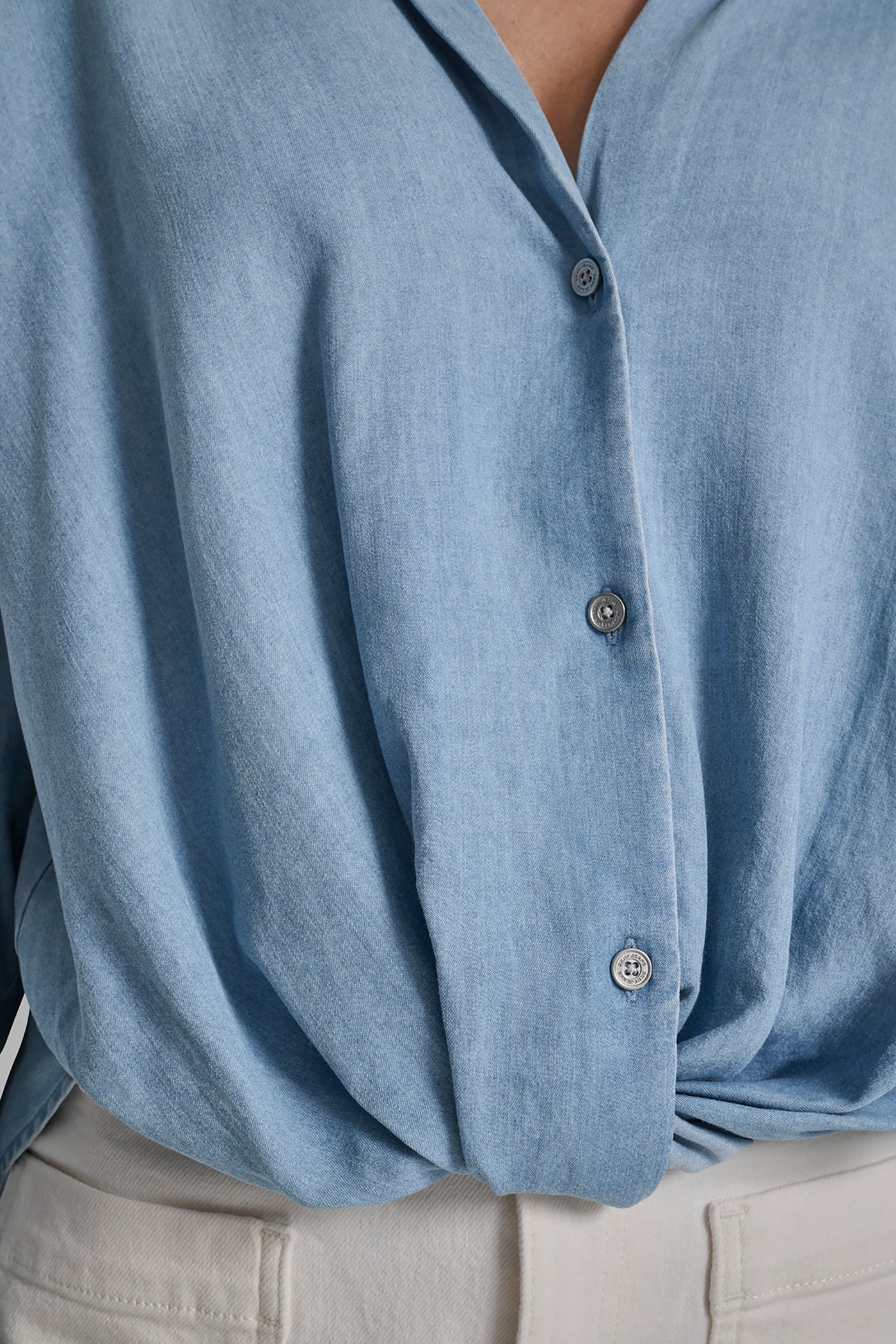 BUTTON-FRONT SHIRT WITH TWIST HEM VIEW 5 | Clothing