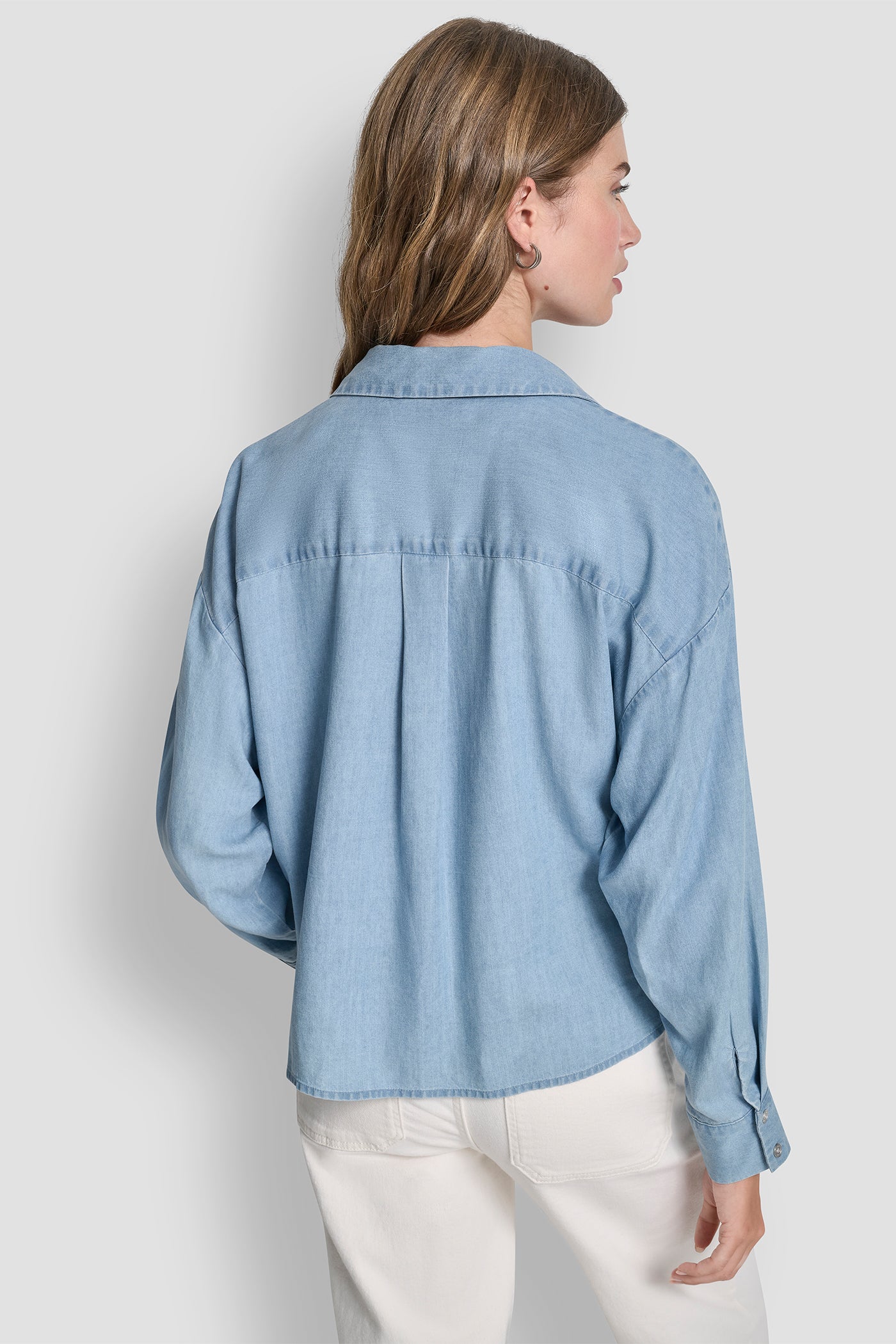 Chambry BUTTON-FRONT SHIRT WITH TWIST HEM, BACK VIEW | Clothing
