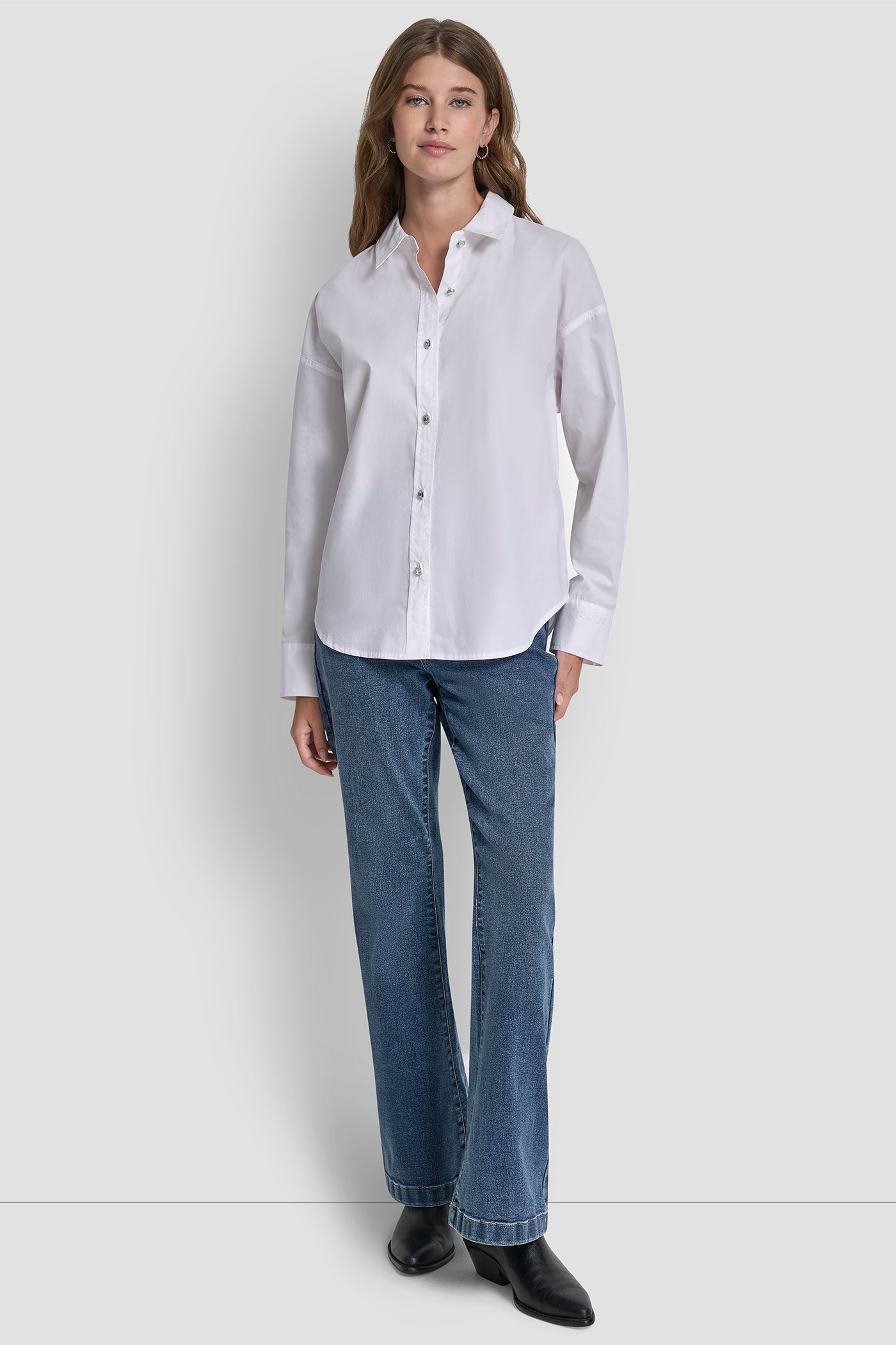 LONG SLEEVE RHINESTONE BUTTON FRONT SHIRT VIEW 4 | WOMEN'S SWEATERS & TOPS