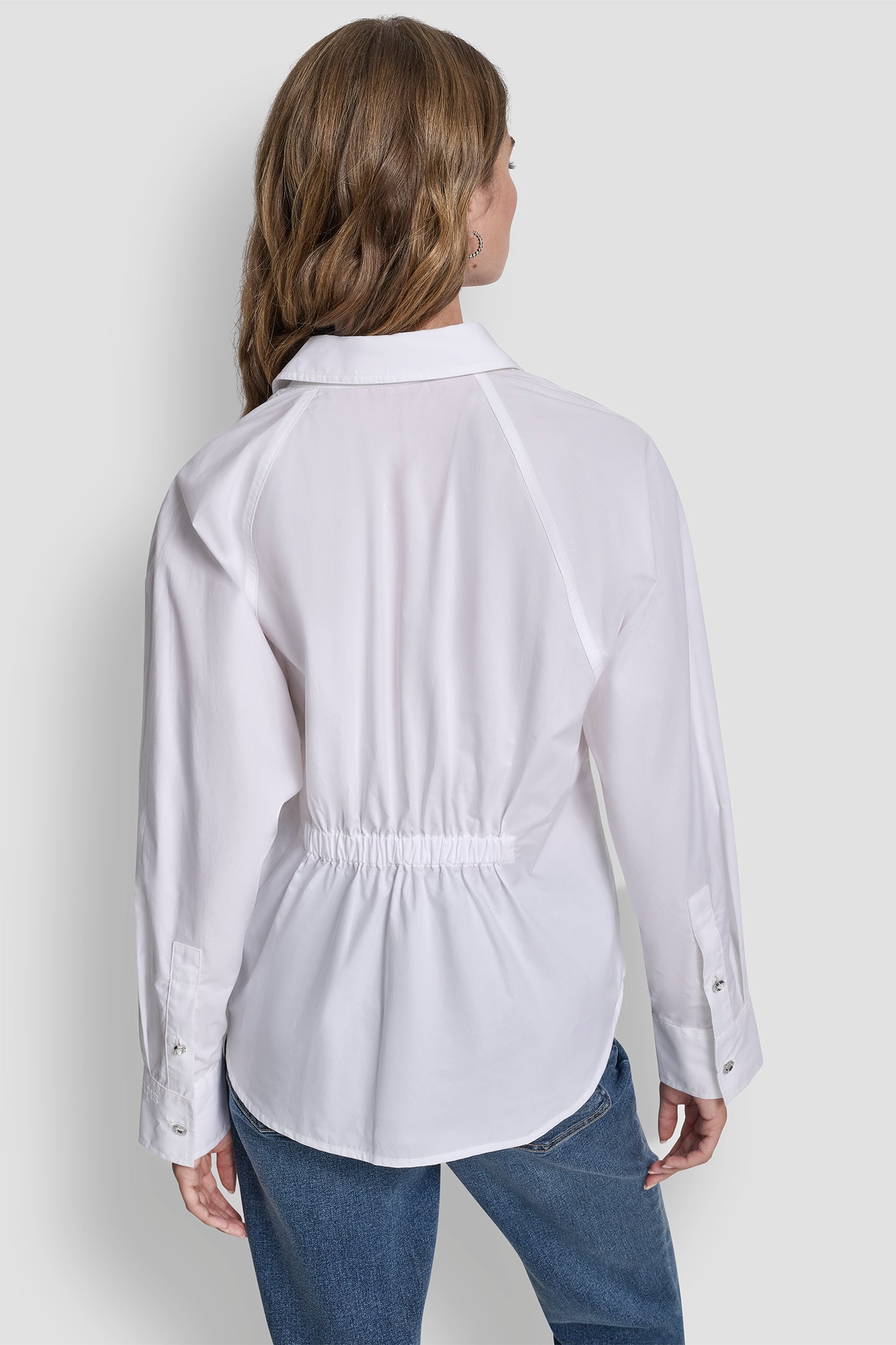 White LONG SLEEVE RHINESTONE BUTTON FRONT SHIRT, BACK VIEW | WOMEN'S SWEATERS & TOPS