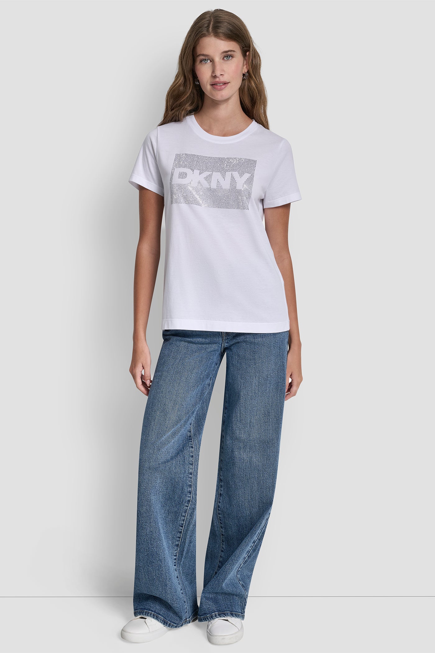 DKNY BOX RHINESTONE LOGO TEE VIEW 3 | Tees & Tanks