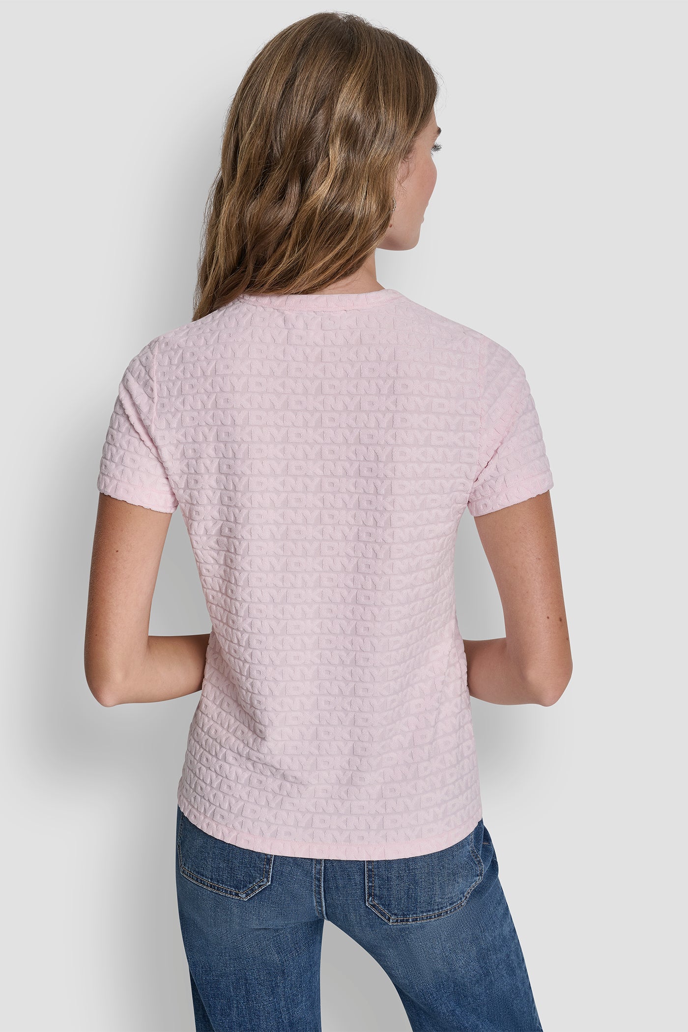 Pink Moon LOGO JACQUARD SHORT SLEEVE CREW NECK TEE, VIEW 2 | Tees & Tanks