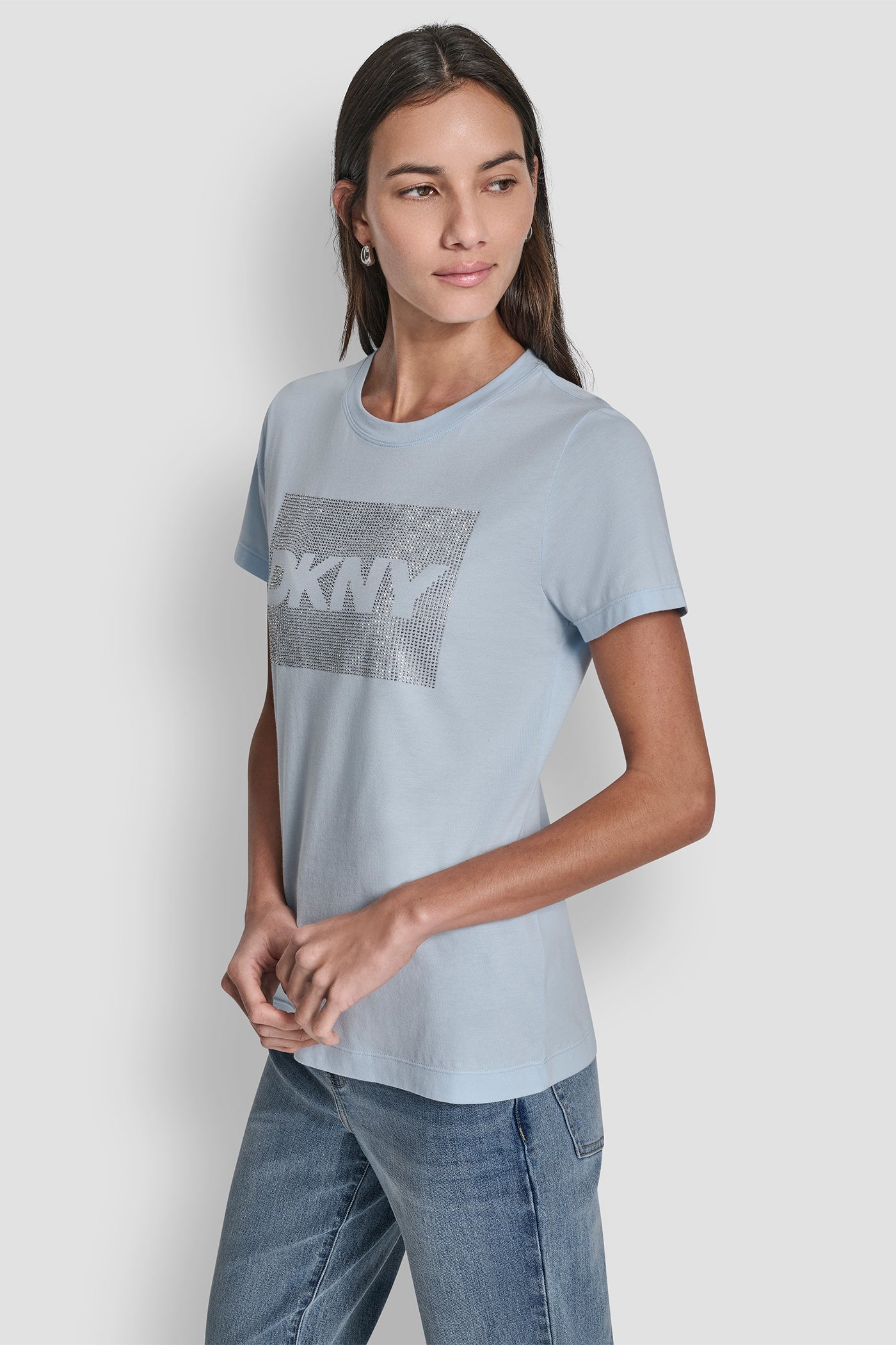 DKNY BOX RHINESTONE LOGO TEE VIEW 3 | New Arrivals