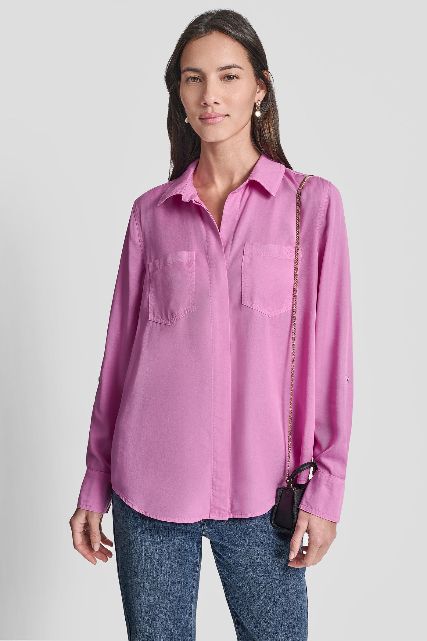 Crocus SPLIT BACK BUTTON FRONT WITH ROLL TAB, VIEW 1 | WOMEN'S SWEATERS & TOPS