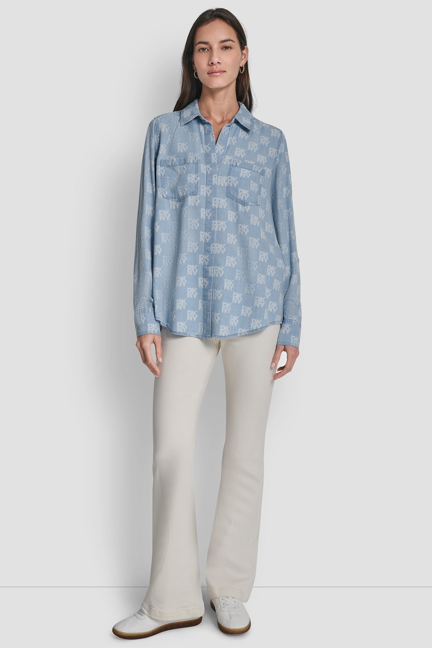 SPLIT BACK BUTTON FRONT WITH ROLL TAB VIEW 4 | WOMEN'S SWEATERS & TOPS