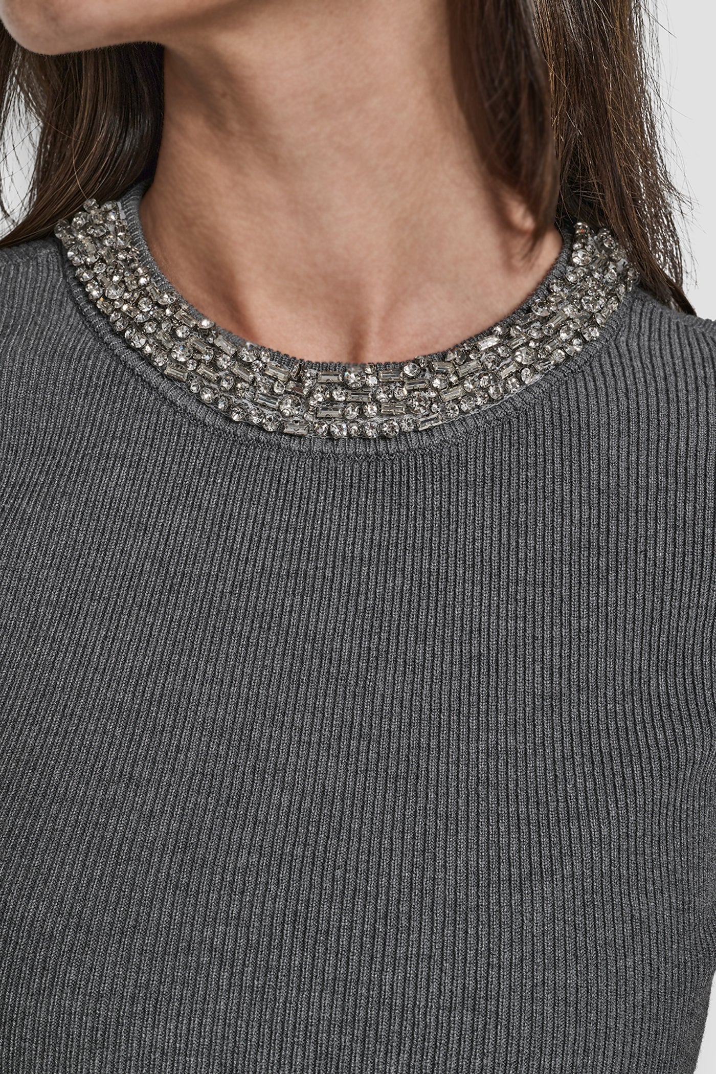 SWEATER WITH EMBELLISHED NECKLINE VIEW 4 | DKNY JEANS