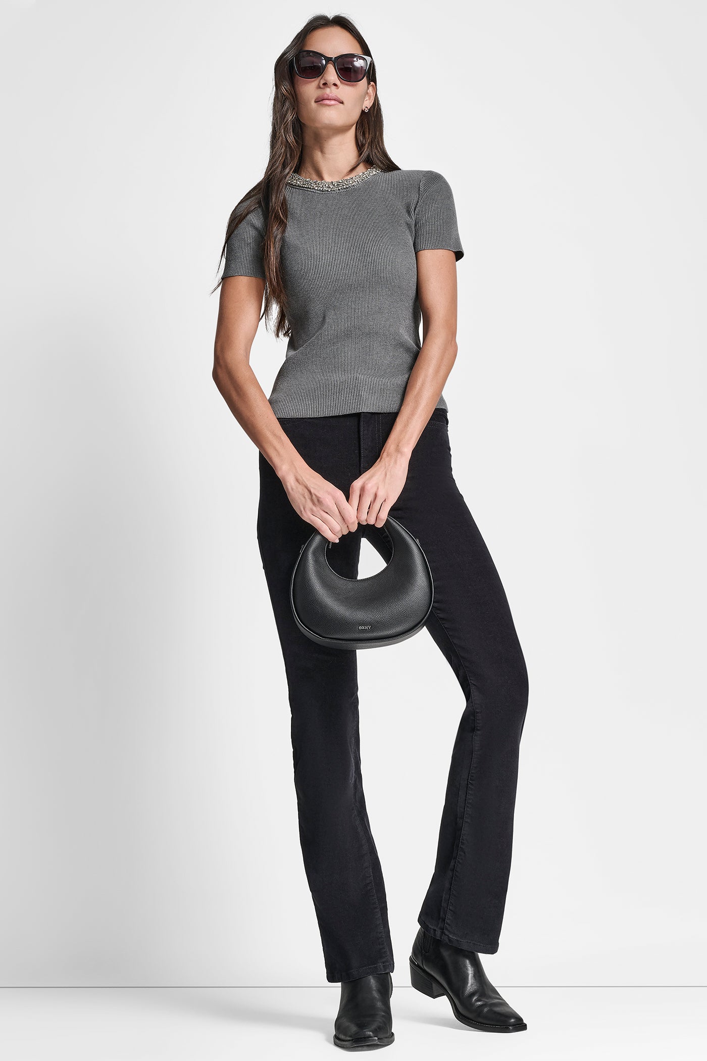 SWEATER WITH EMBELLISHED NECKLINE VIEW 5 | DKNY JEANS