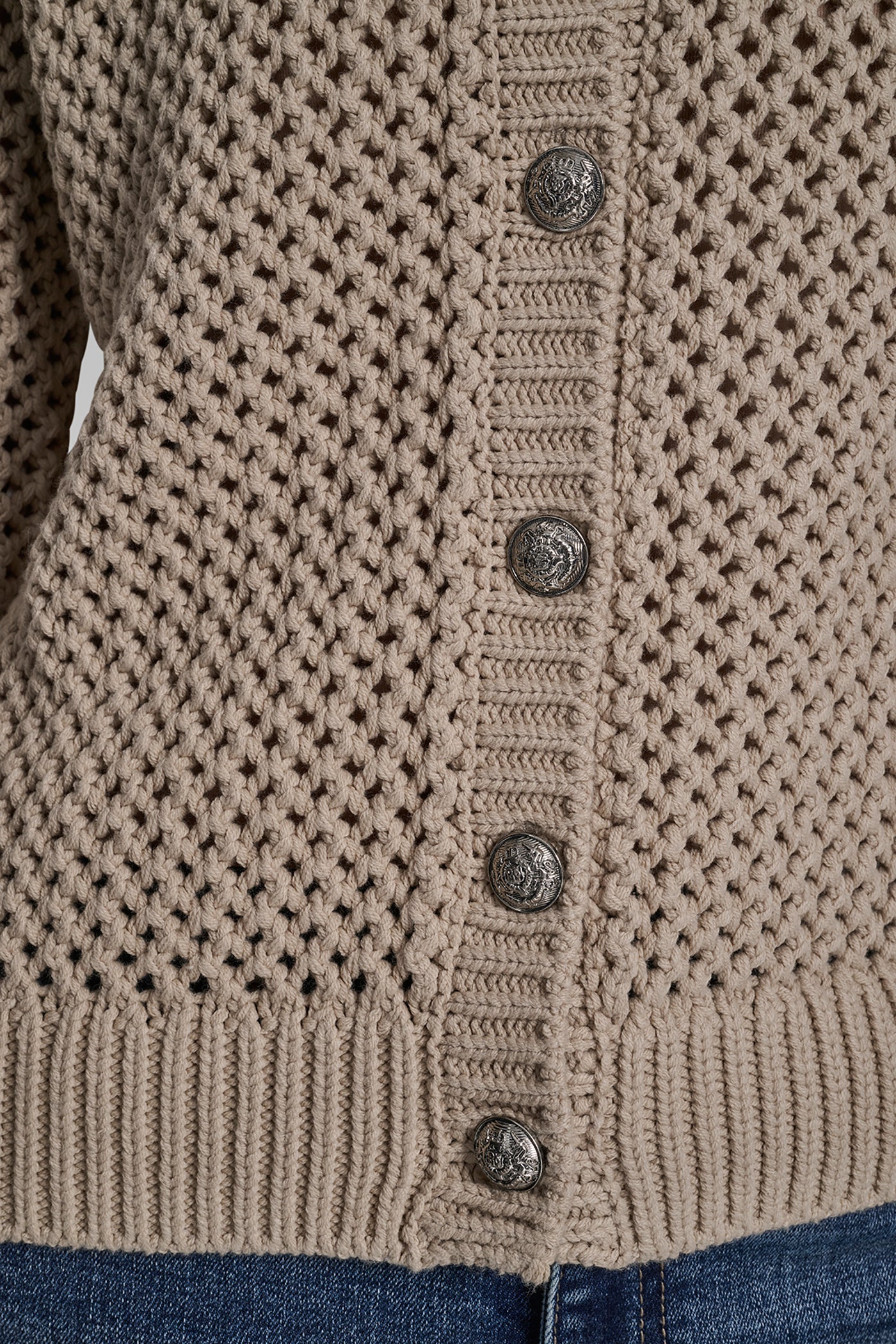 TEXTURED BUTTON FRONT SWEATER JACKET VIEW 6 | DKNY Promo