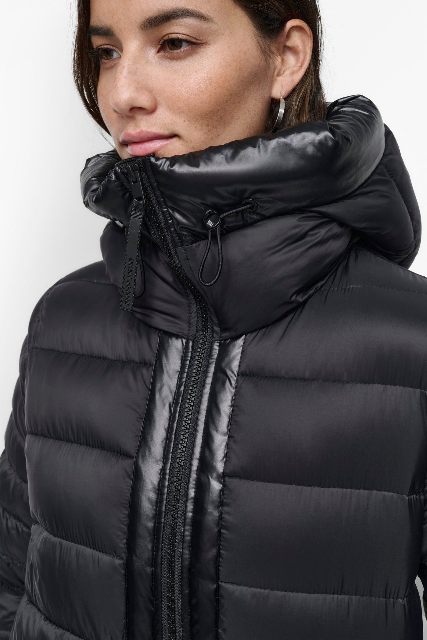 DOWN FILL HOODED ZIP FRONT QUILTED PUFFER VIEW 9 | Not Clearance or Preorder