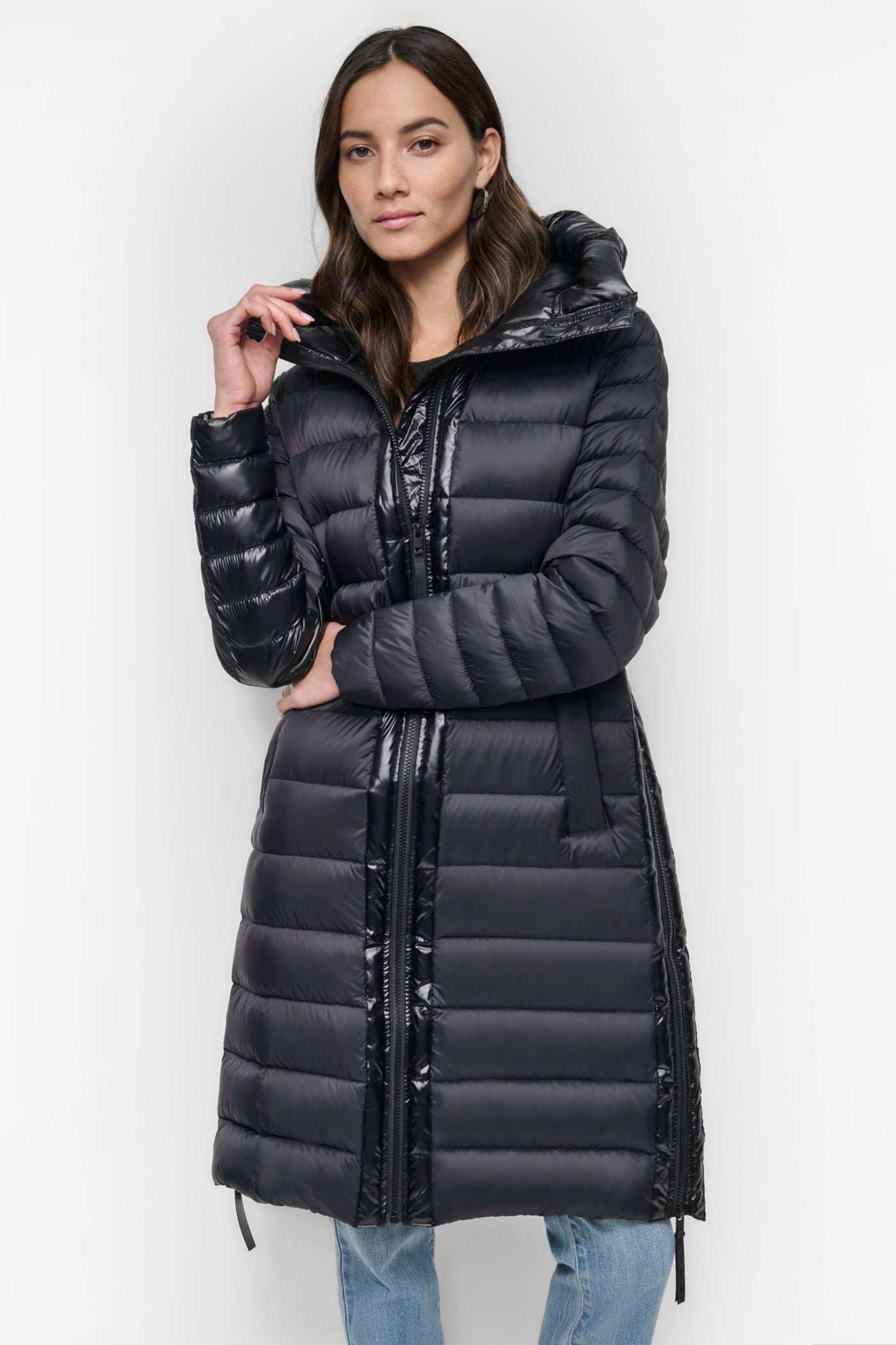 DOWN FILL HOODED ZIP FRONT QUILTED PUFFER VIEW 6 | Not Clearance or Preorder