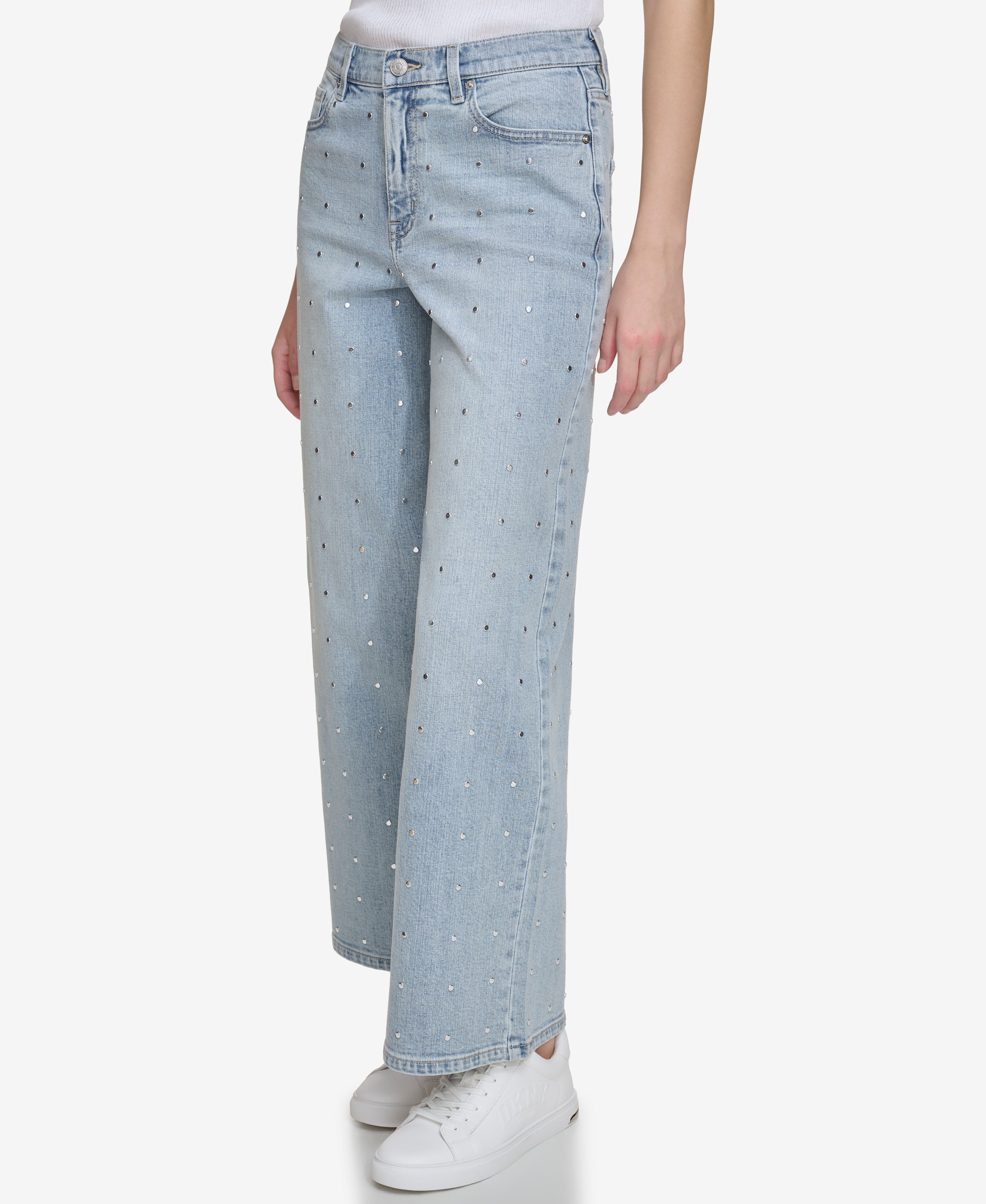 HIGH Rise Length WIDE LEG WITH STUDS VIEW 4 | Denim Destination