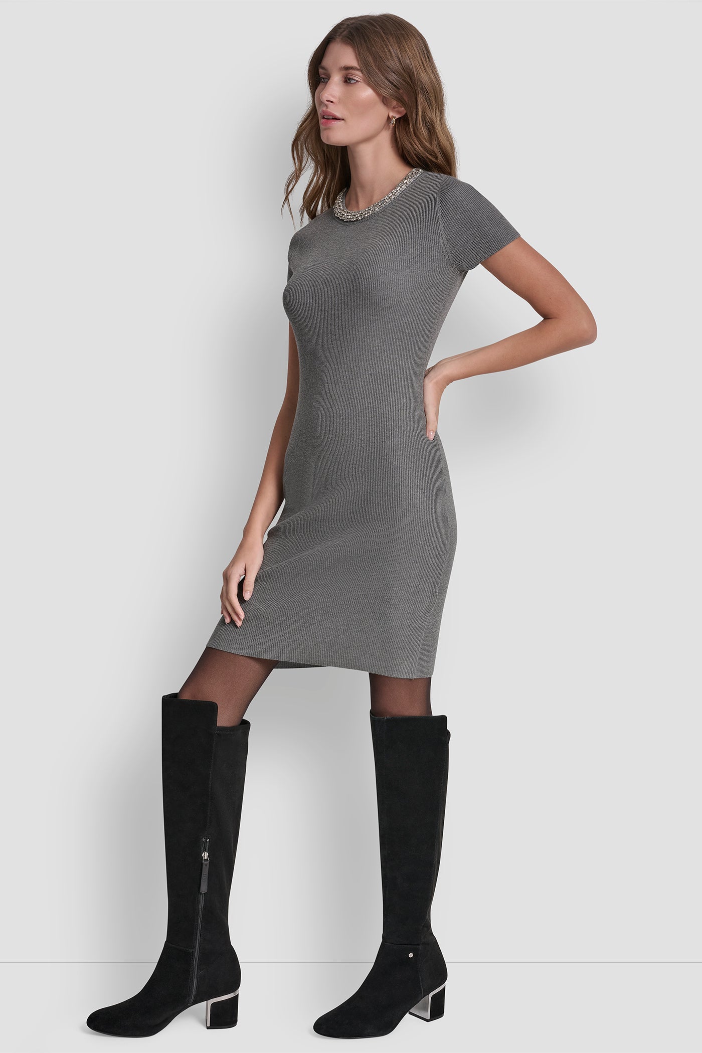 SHORT SLEEVE DRESS WITH EMBELISHMENTS VIEW 4 | SALE CLOTHING