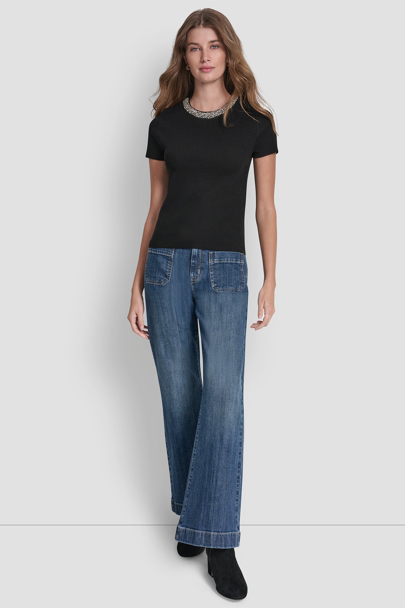 SWEATER WITH EMBELLISHED NECKLINE VIEW 7 | WOMEN'S SWEATERS & TOPS