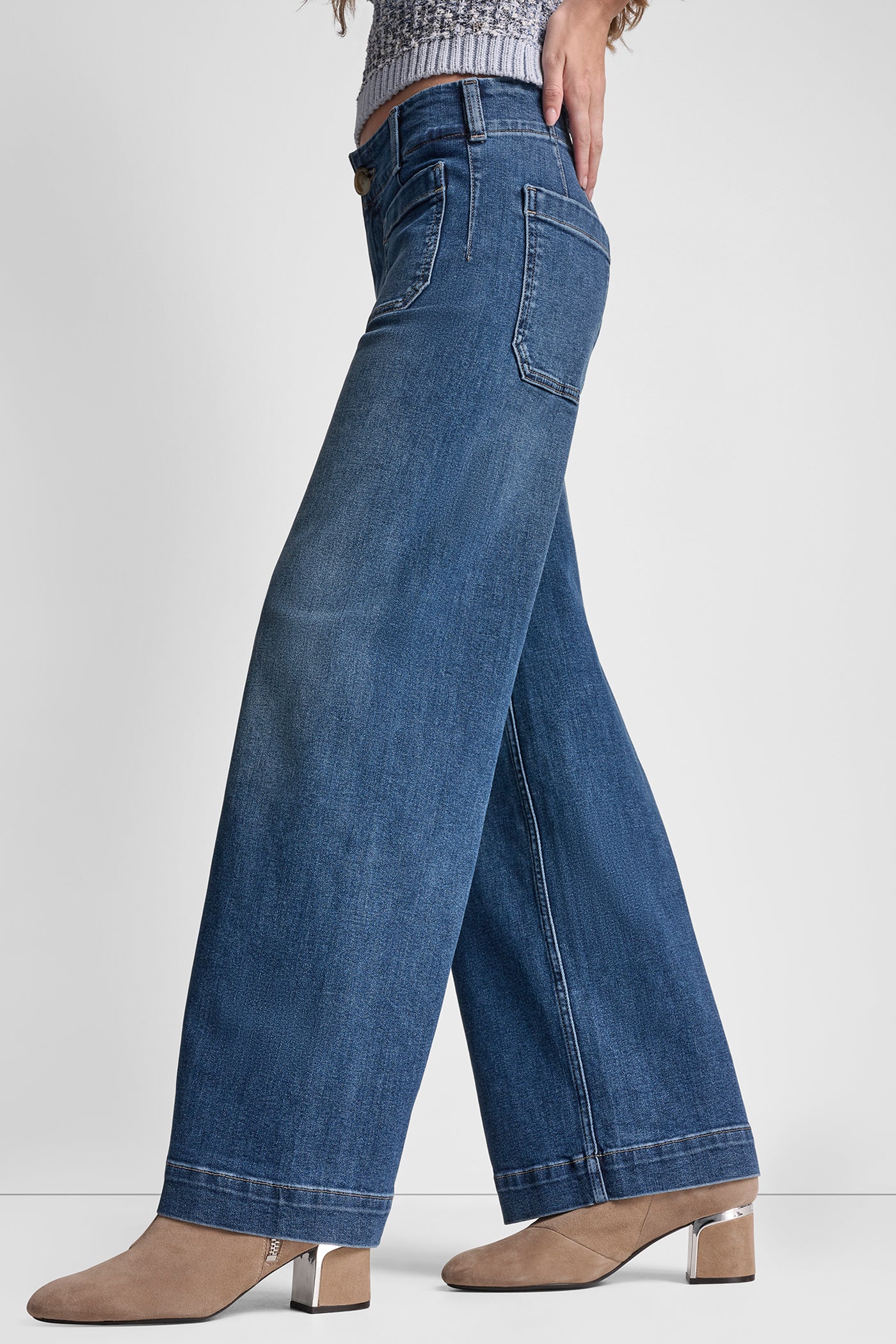 HIGH RISE WIDE LEG W PATCH POCKETS VIEW 3 | Pants & Denim