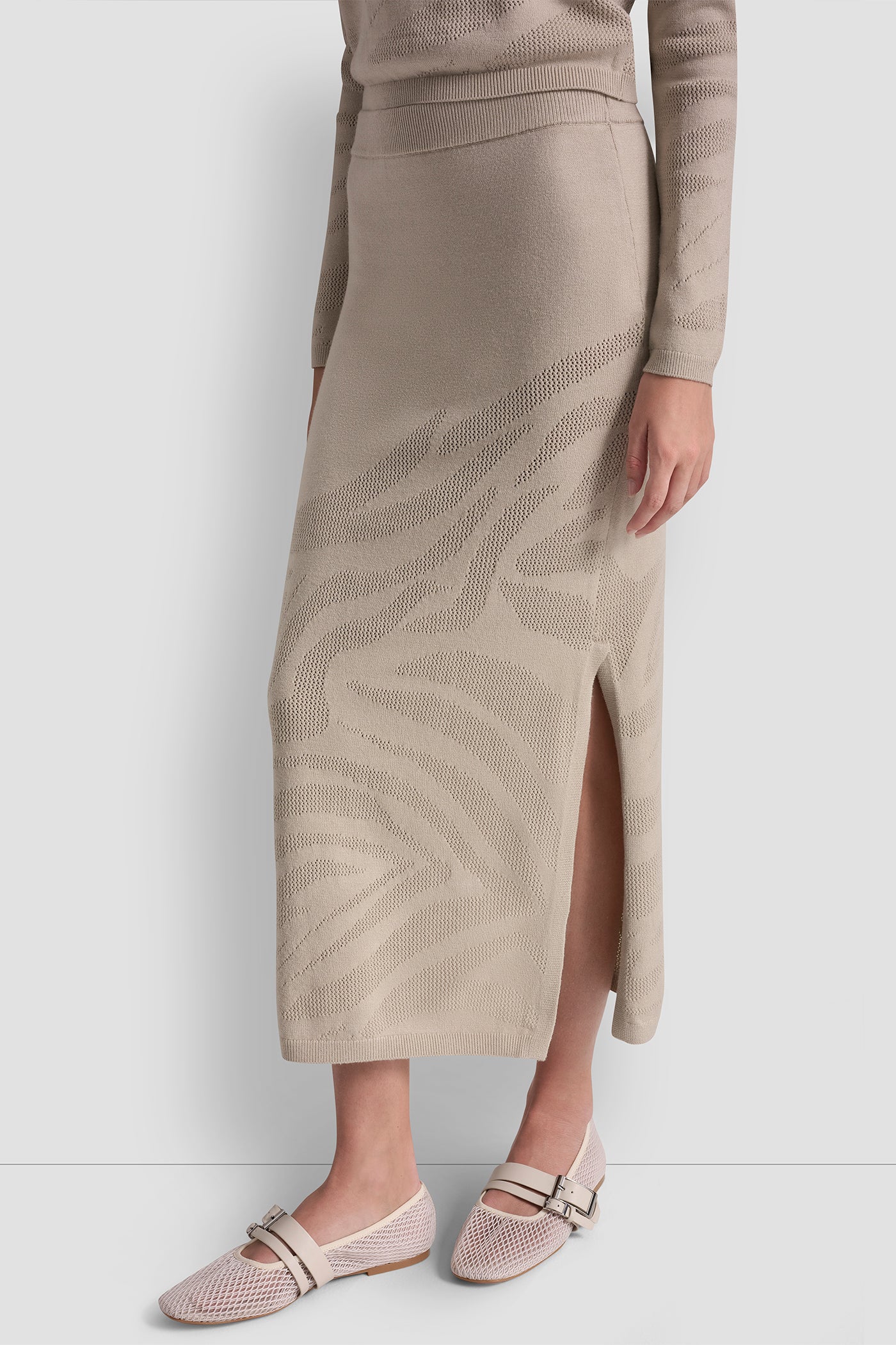 ZEBRA POINTELLE MIDI SKIRT VIEW 4 | Skirts