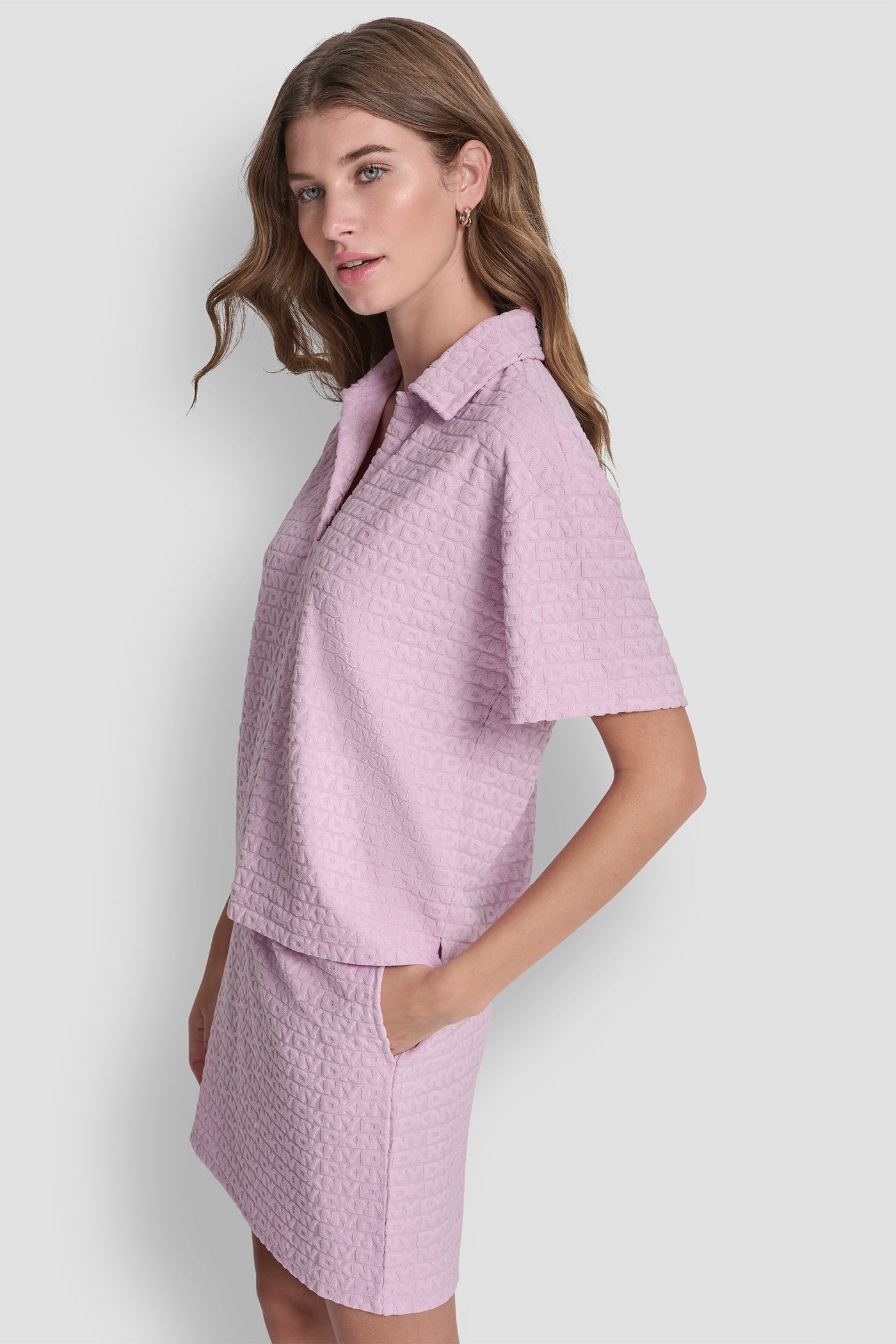 LOGO JACQUARD BOXY POLO TEE VIEW 3 | Tees & Tanks