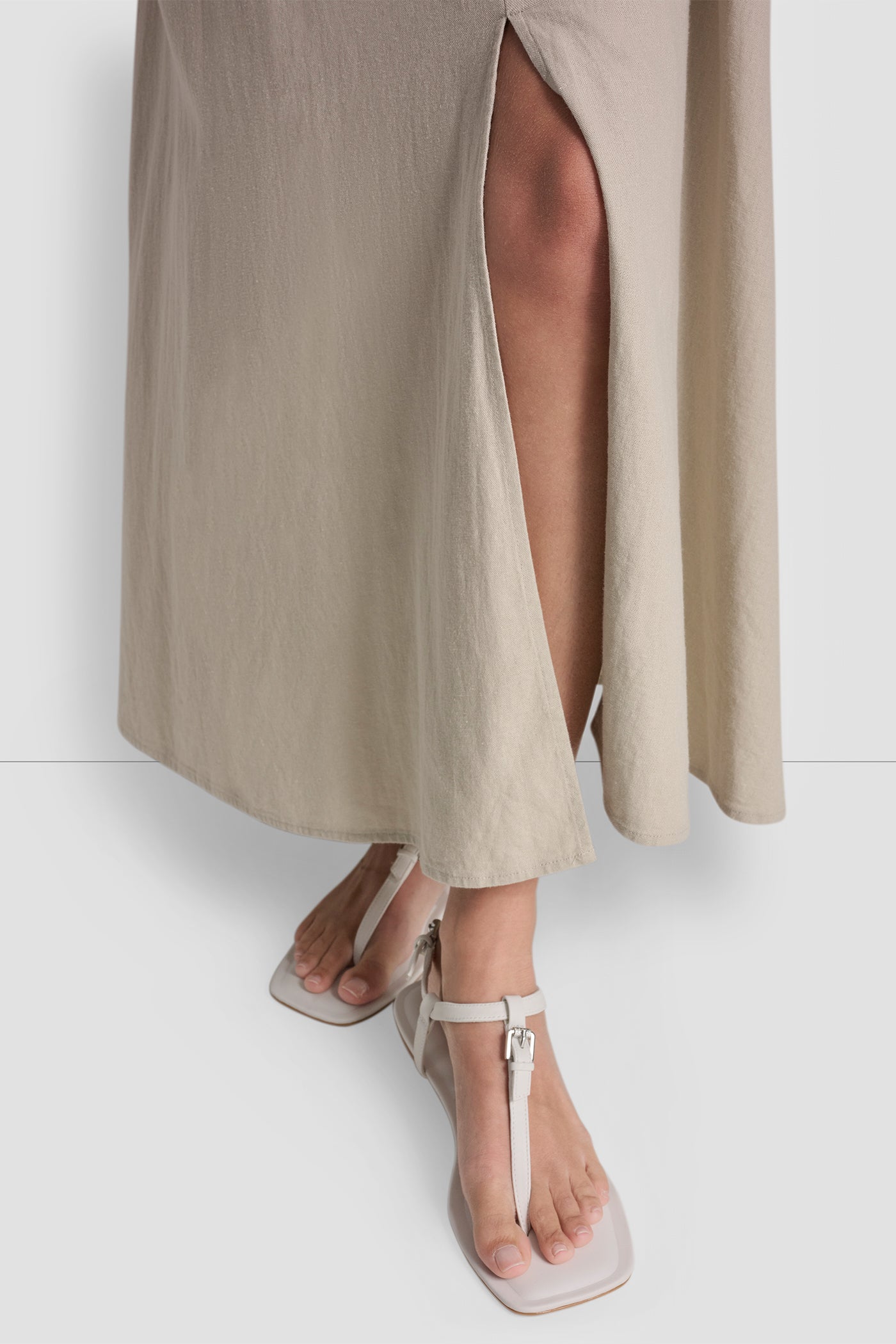 Linen Blend Tie Back Maxi Dress | A-Line Dress | DKNY Linen Blend Tie Back Maxi Dress | A-Line Dress | DKNY