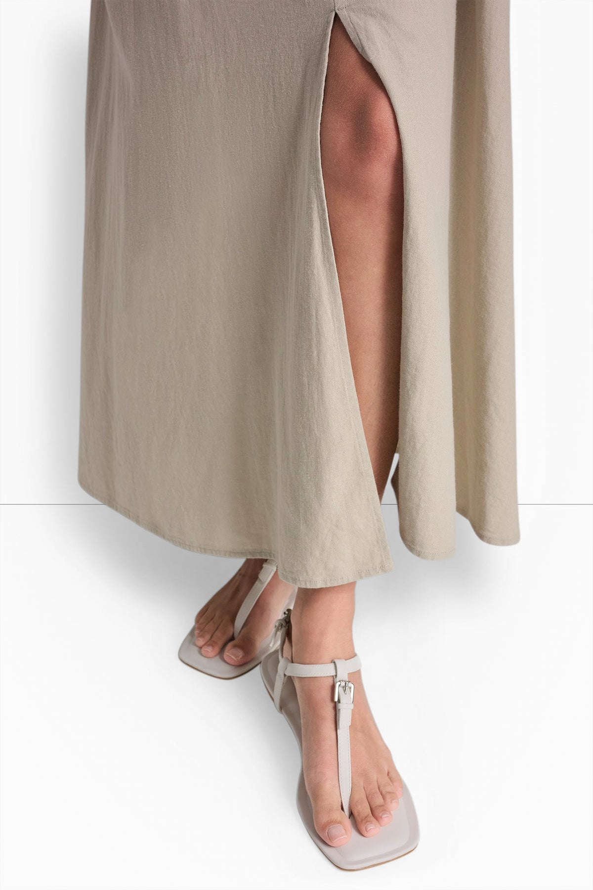LINEN-BLEND TIE BACK MAXI DRESS VIEW 2
